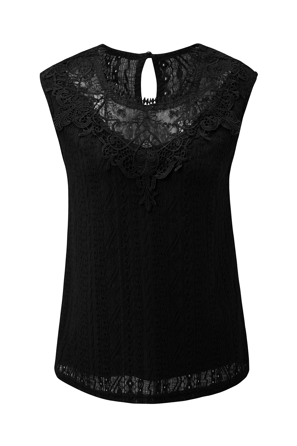 Apricot Guipure Lace Crochet Keyhole Back Tank Top