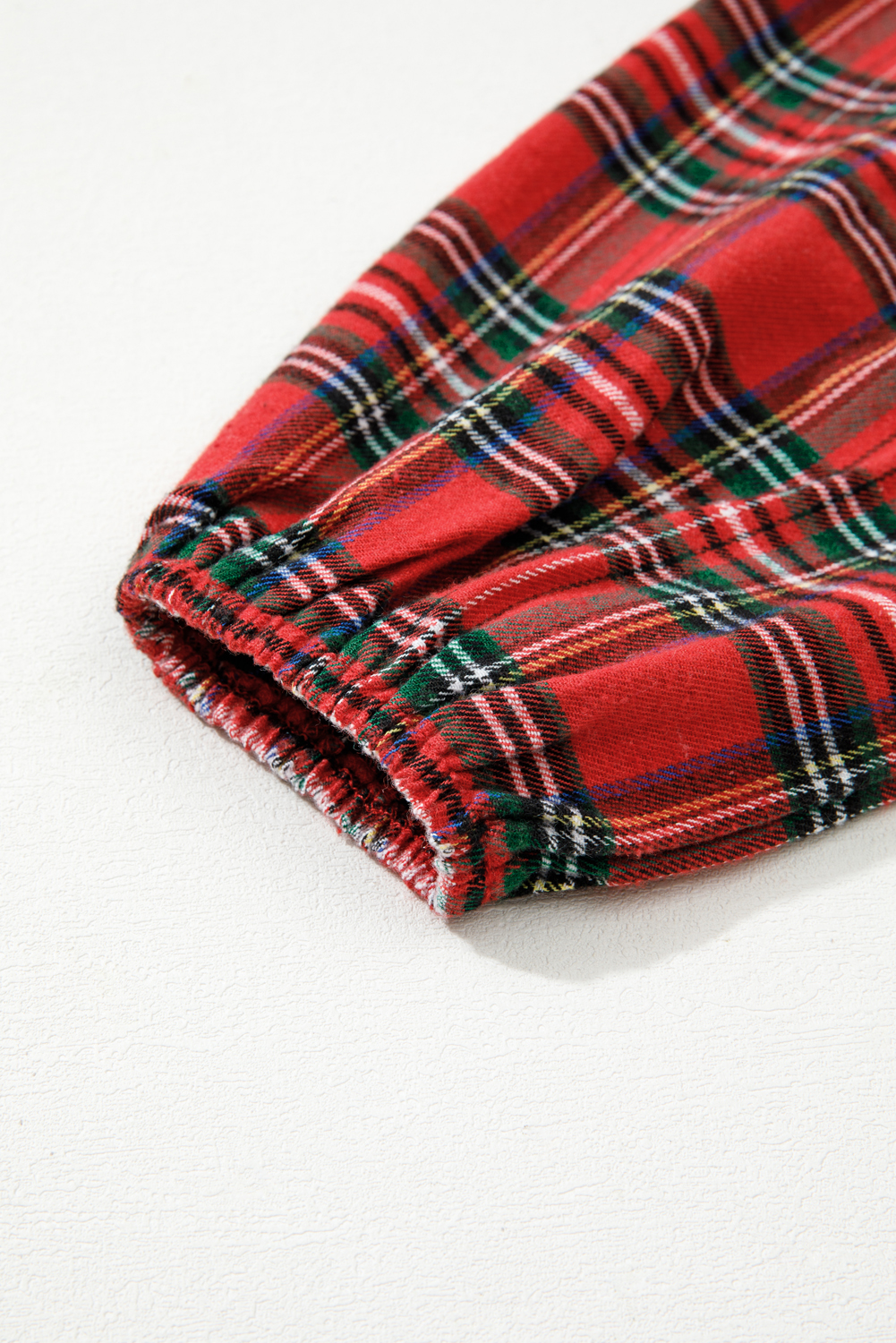 Red Plaid Print Ricrac Tiered Bubble Sleeve Mini Dress