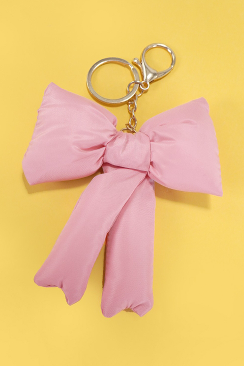 Pink Gingham Puffer Bow Knot Bag Pendant Keychain