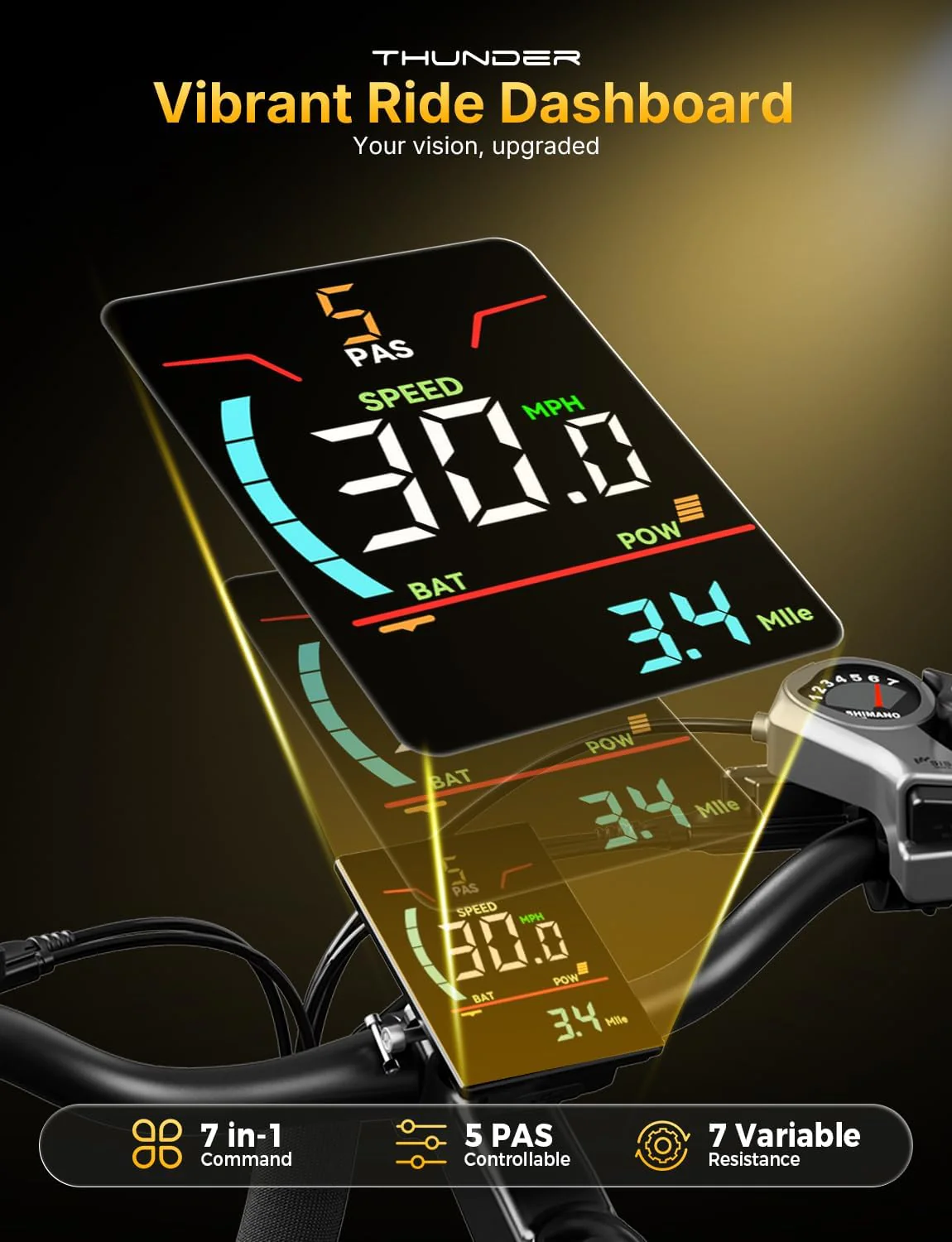 Thunder Electric Bike 1500W 30+MPH 80Miles Range Fat Tire Hydraulic Disc Brakes