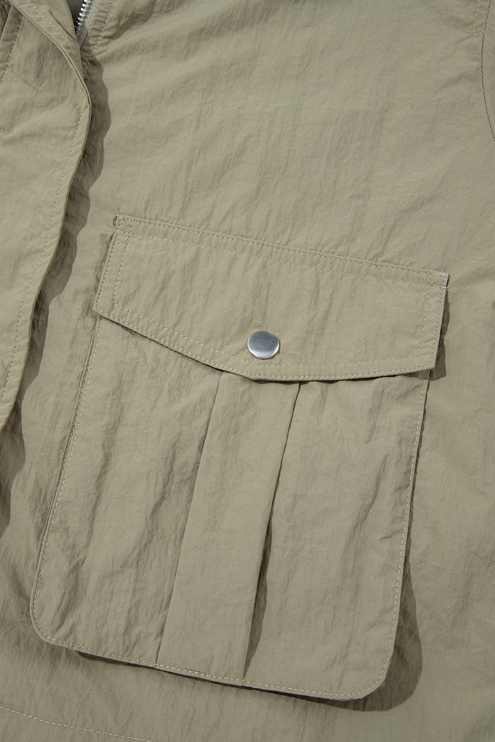 Laurel Green Zipped Pocket Cropped Hooded Utility Jacket