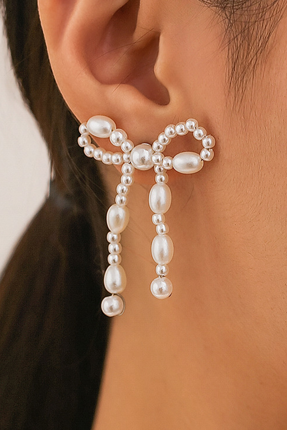 Gold Elegant Bow Design Plated Studded Earrings