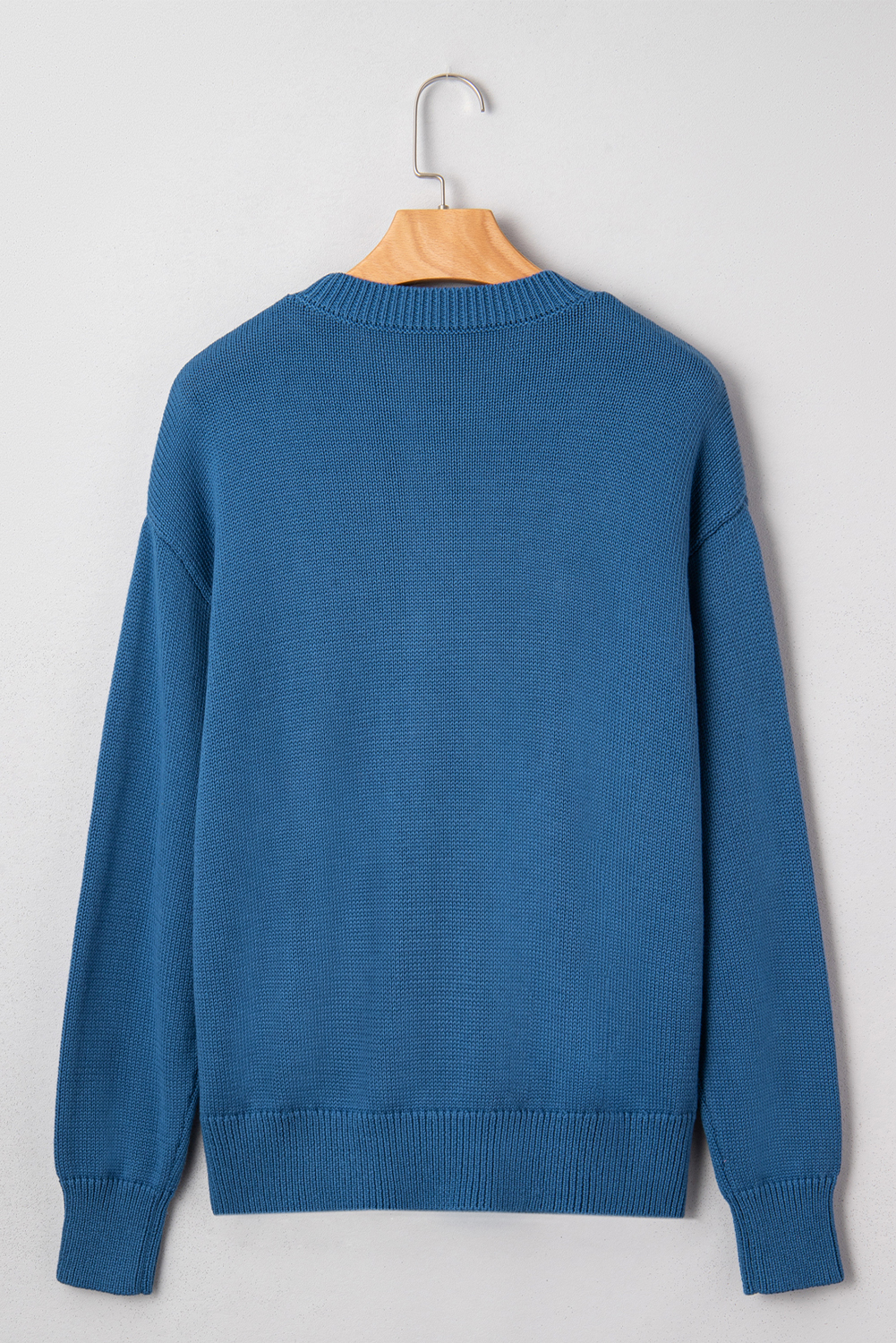 Dusk Blue Howdy Embroidered Graphic Western Sweater
