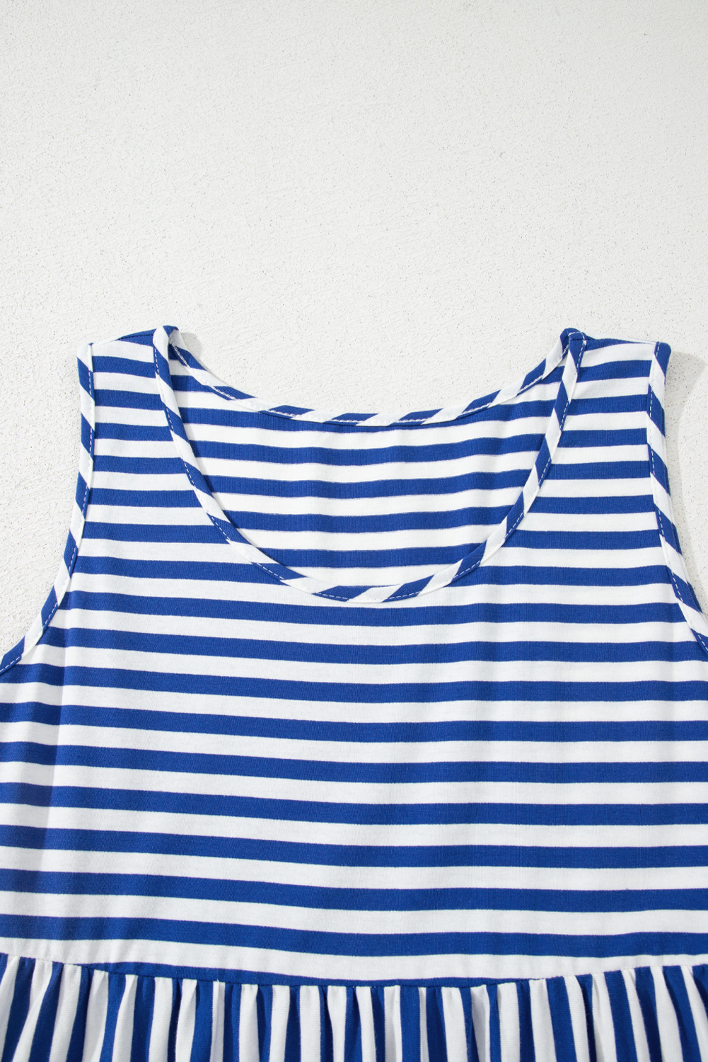 Black Stripe U Neck Sleeveless Loose Fit Mini Dress