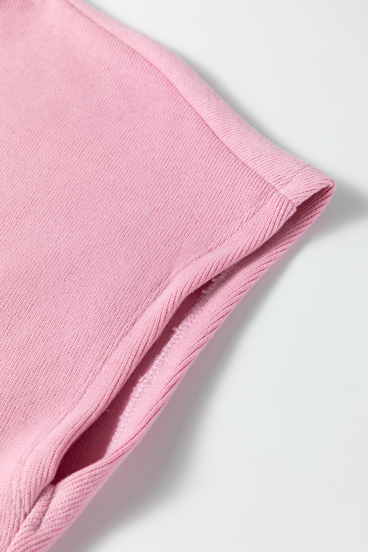 Pink Textured Knit High Neck Loose Tee Elastic Waist Loose Pant Set