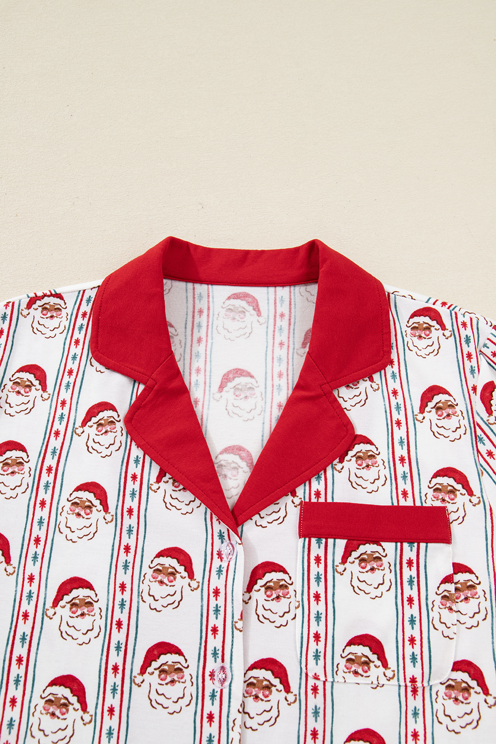 White Santa & Stripes Ruffle PJ Set