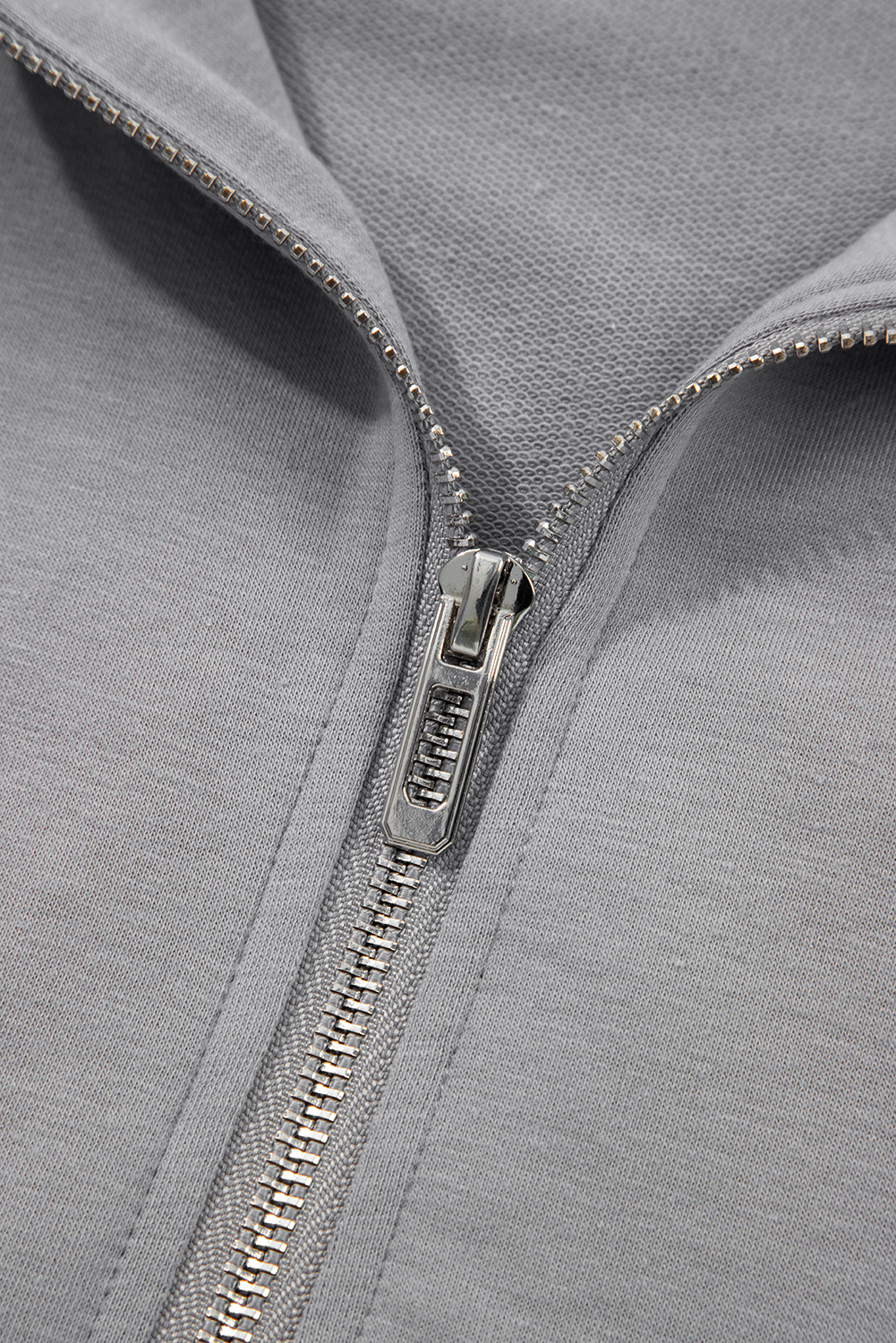 Gray Double Zipper Hooded Jacket and Sweatpants Active Set