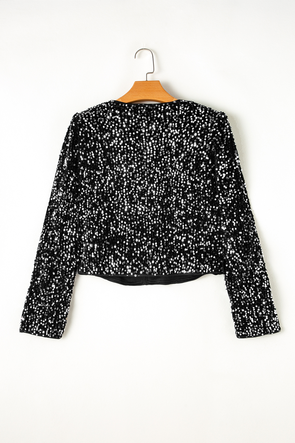 Golden Fleece Sequined Open Front Cropped Jacket