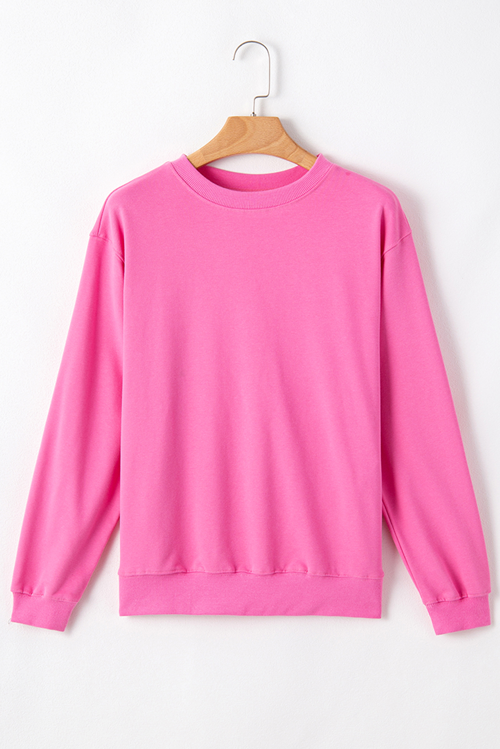 Navy Blue Plain Drop Shoulder Crewneck Pullover Sweatshirt
