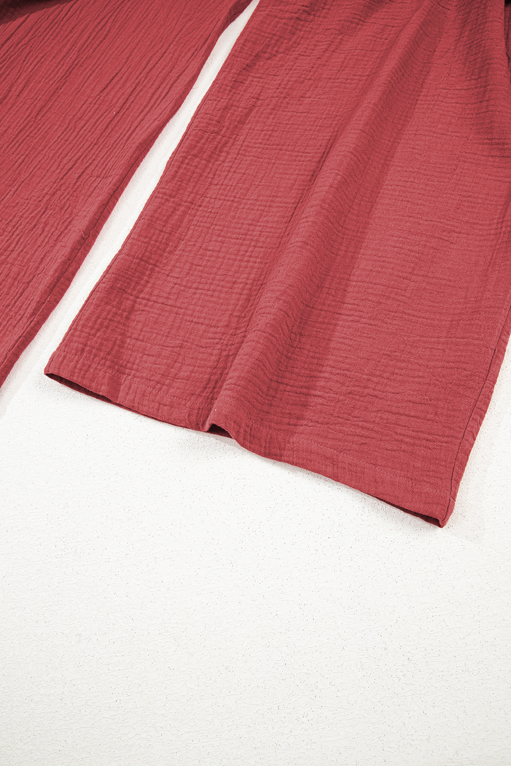 Red Clay Knotted Back Strap Cotton Bib Jumpsuit