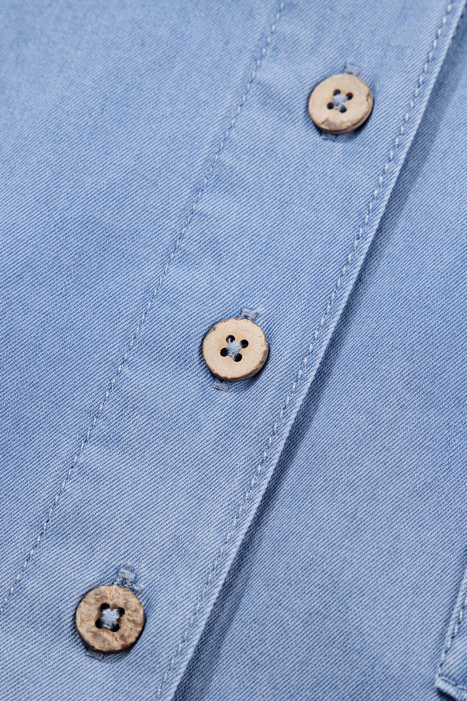 Myosotis Washed Drop Shoulder Bracelet Sleeve Chambray Shirt