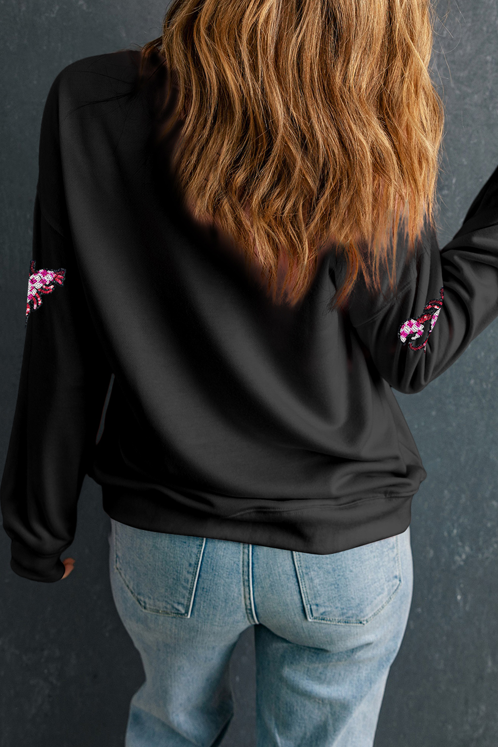 Black Sequin Crawfish Patched Crew Neck Tee