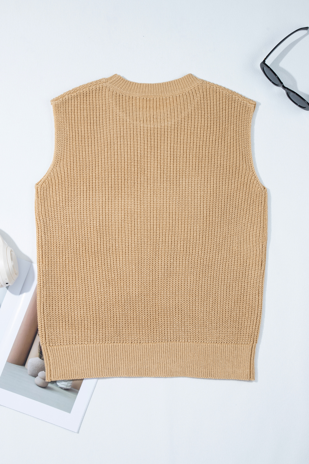 Black Western Cowboy Embroidery Round Neck Sleeveless Sweater