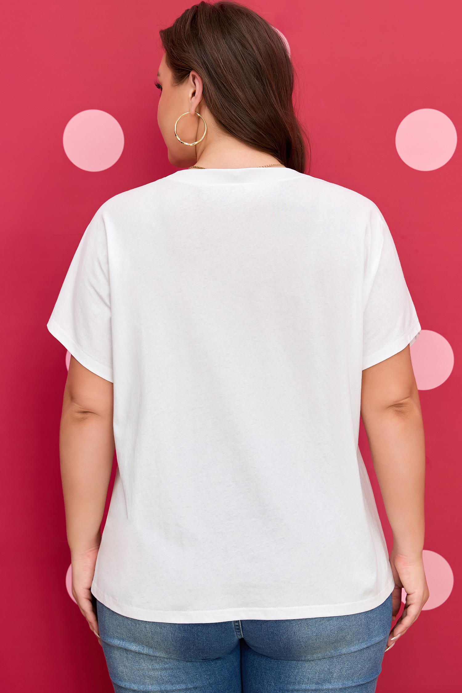 Pink Leopard Bow Embroidered Cotton Round Neck T Shirt