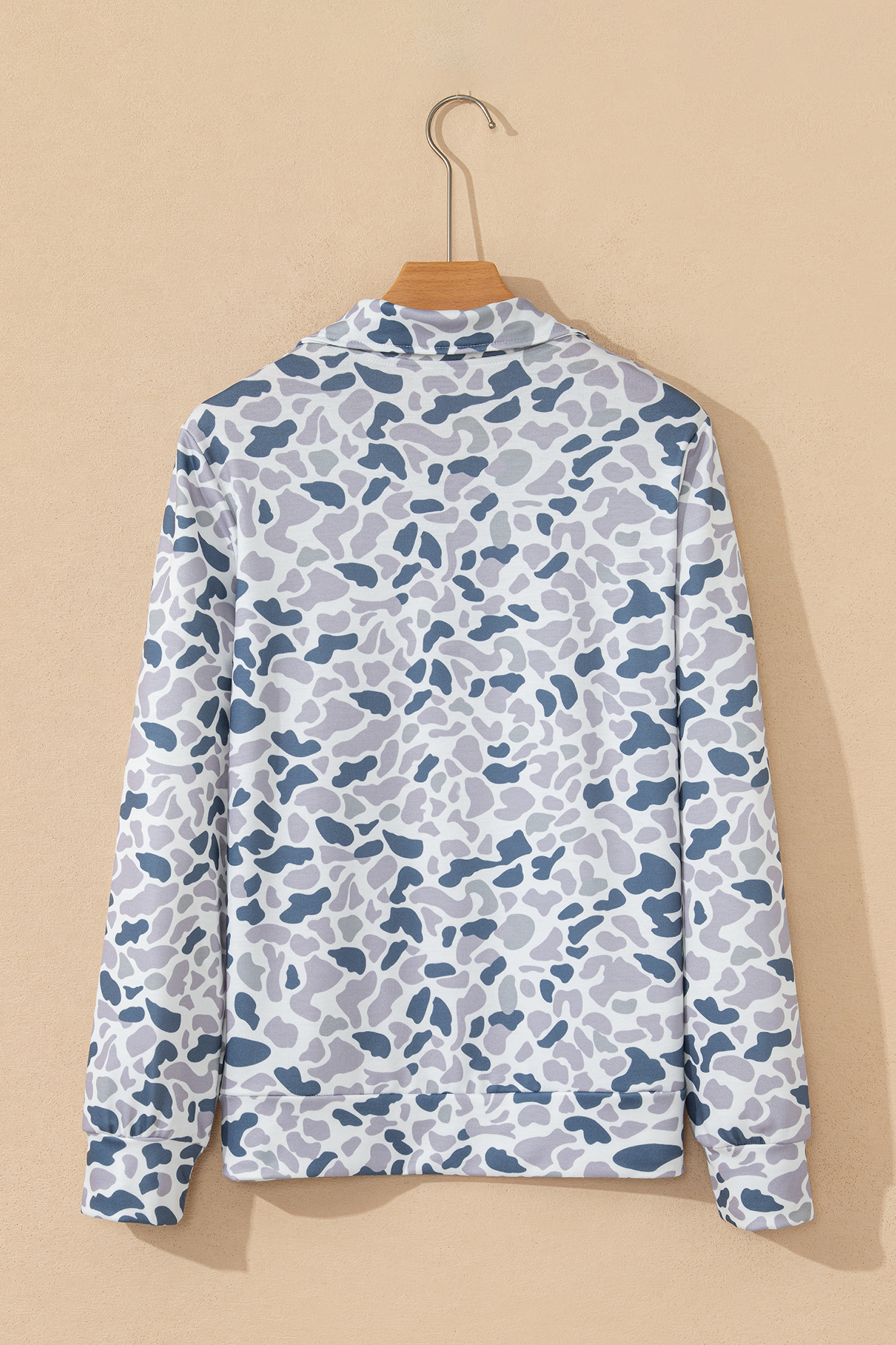 Beige Camo Print Wide Leg Casual Pants