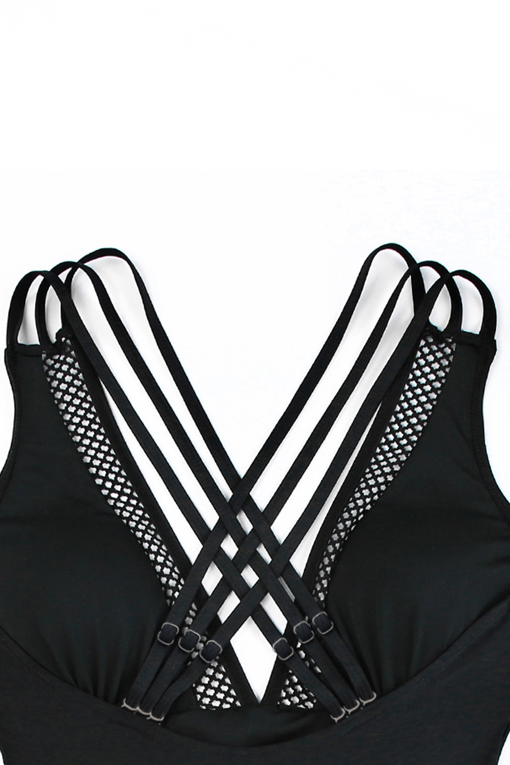Dearlovers Black Solid Mesh One Piece Swimsuit