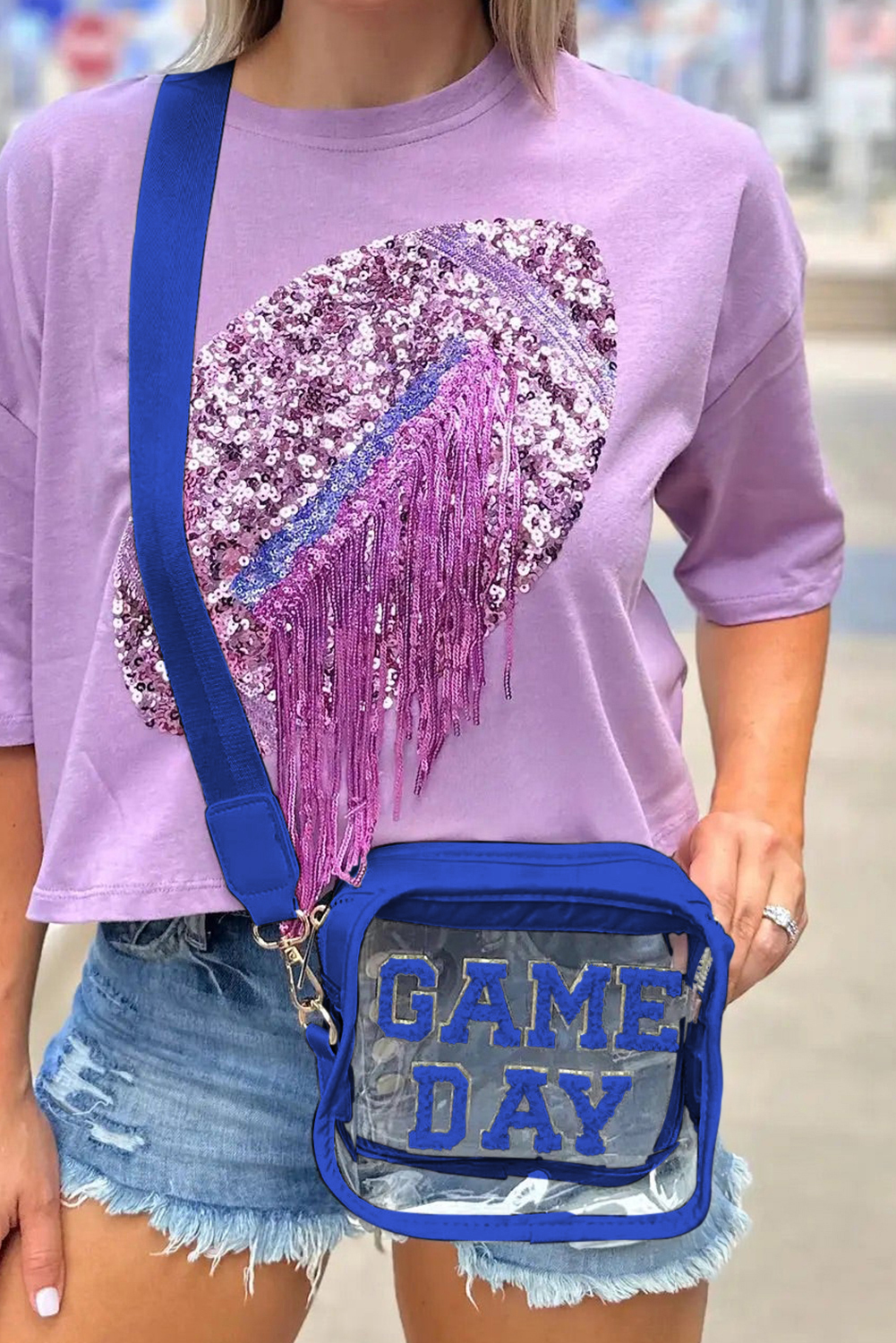 Black GAME DAY Rugby Football Clear Shoulder Bag