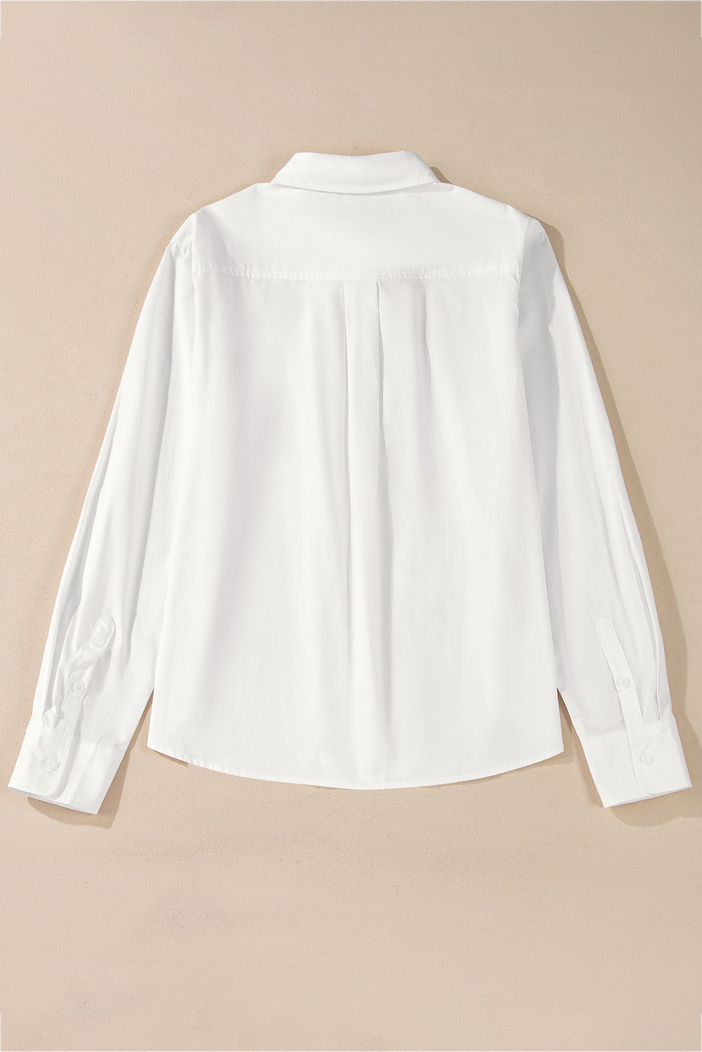 White Lace Crochet Trim Turn Down Collar Buttoned Shirt