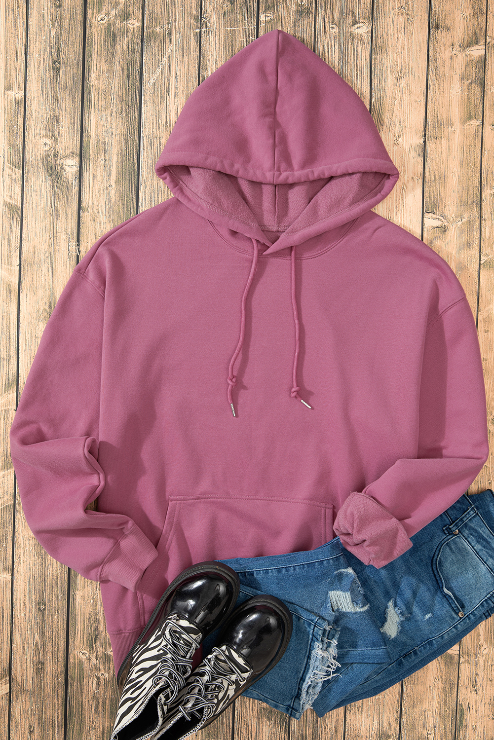 Valerian Fleece Lined Kangaroo Pocket Drawstring Chunky Hoodie