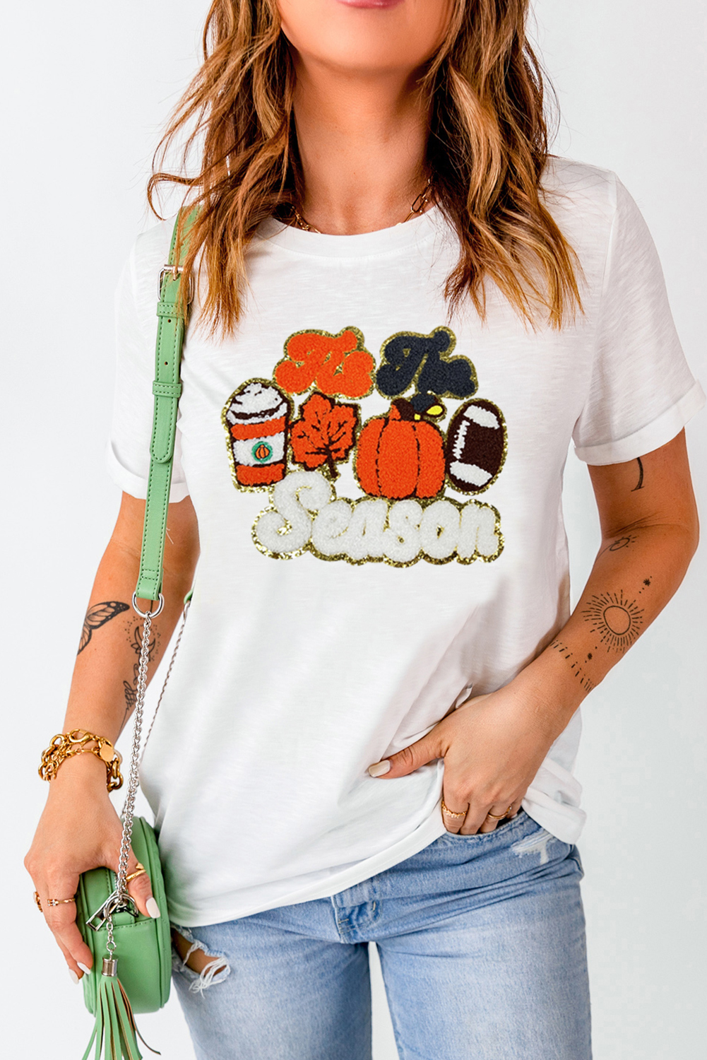 White Tis The Season Pumpkin Spice Latte Lover Graphic Crewneck T Shirt