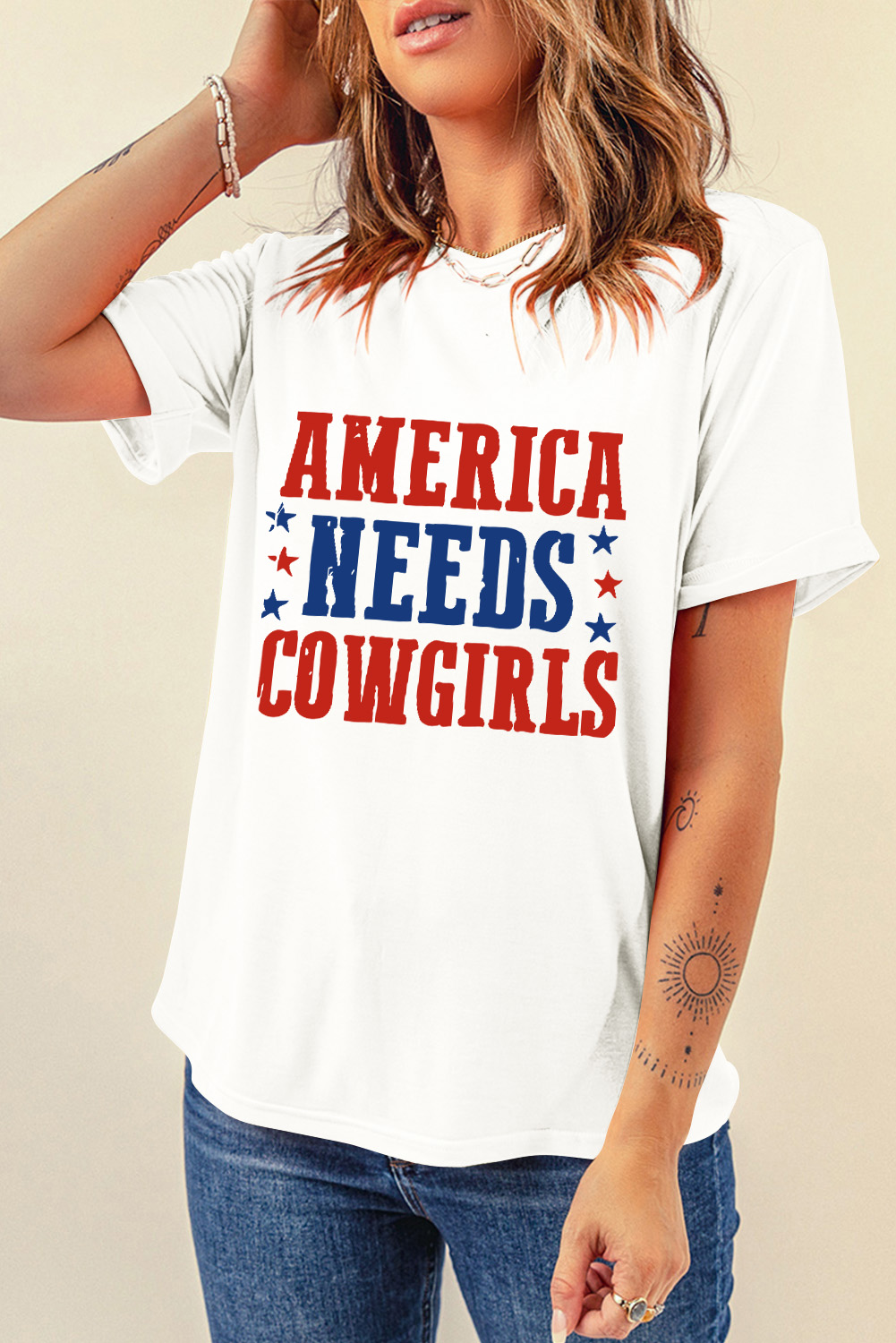 White PARTY IN THE USA Flag Fashion Graphic Tee