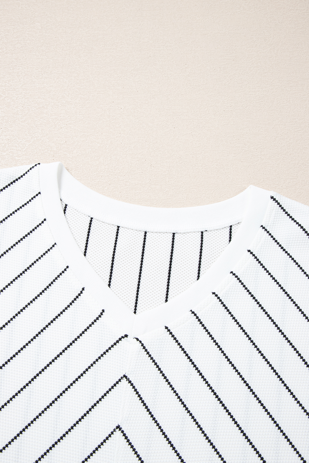 Black Stripe Chevron Striped V Neck Long Sleeve Casual Top