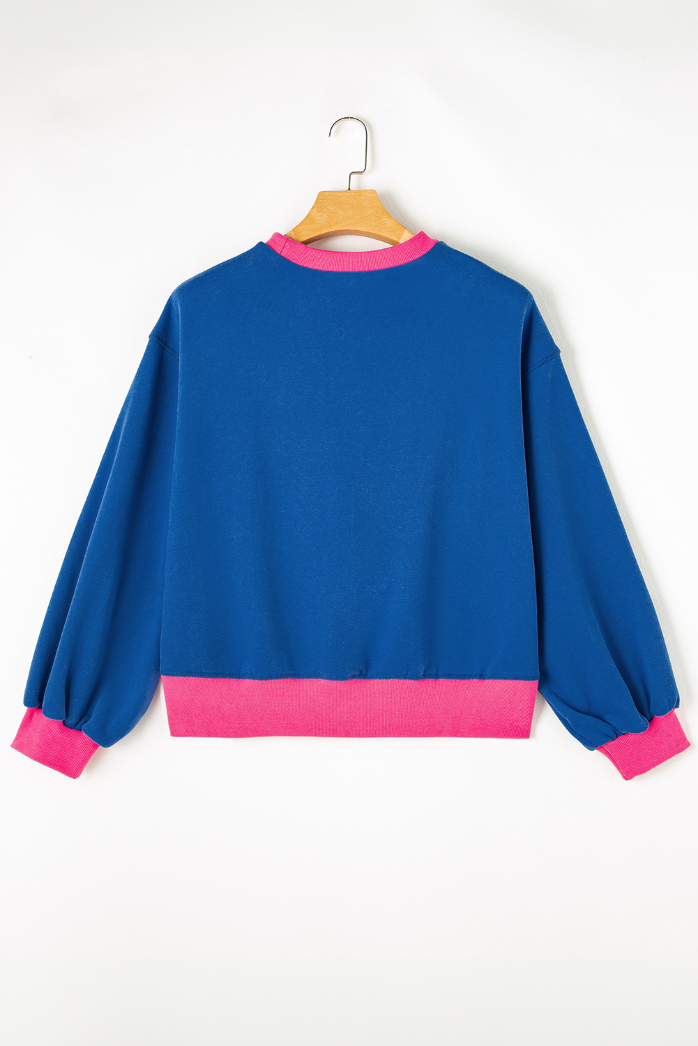 Blue Rugby Bowknot Graphic Game Day Contrast Trim Drop Shoulder Casual Sweatshirt