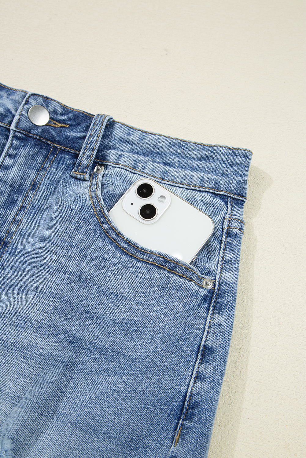 Sail Blue Dearlove Irregular Distressed Bottom Denim Midi Skirt