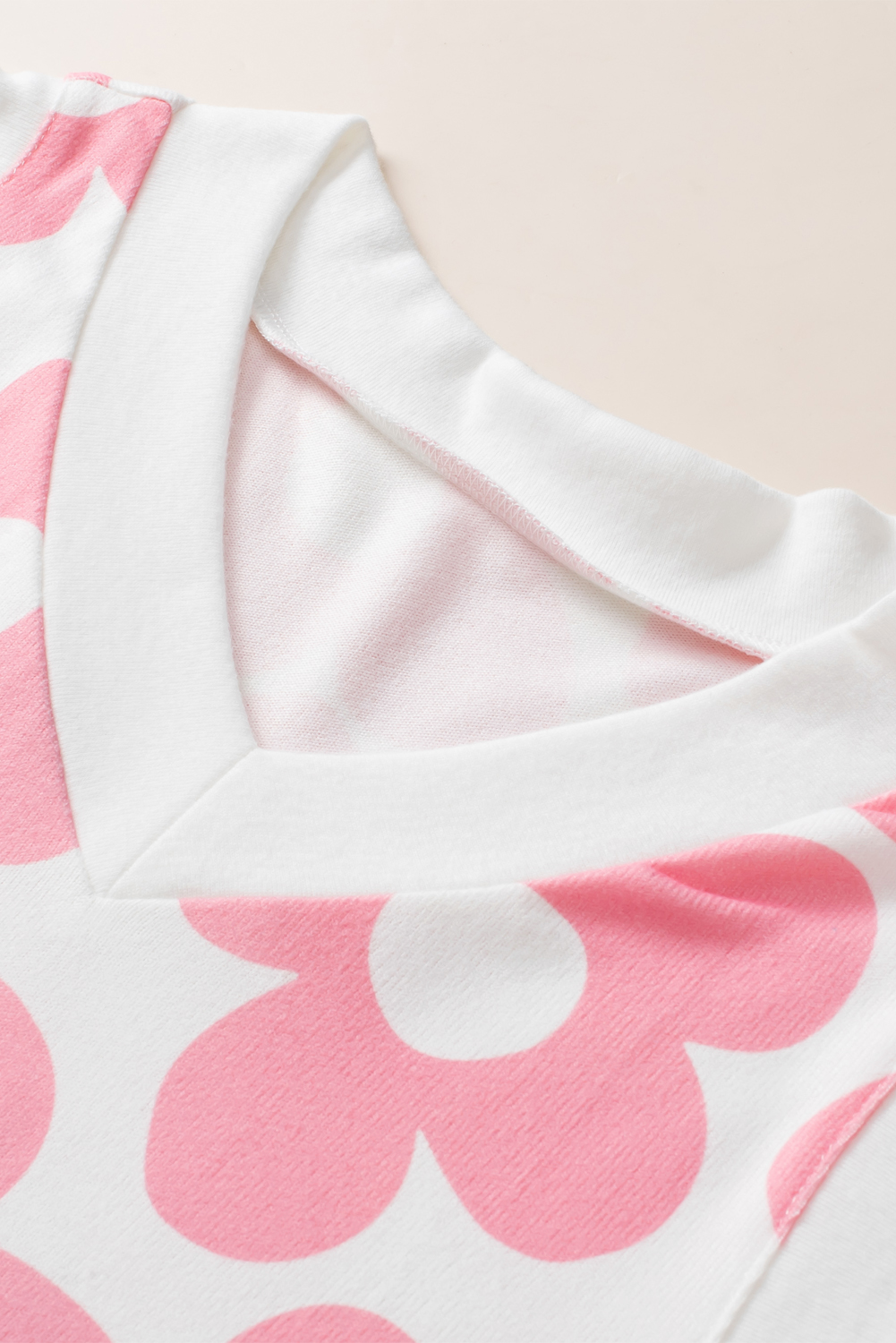 Pink Cute Flower Knitted V Neck Tank Top