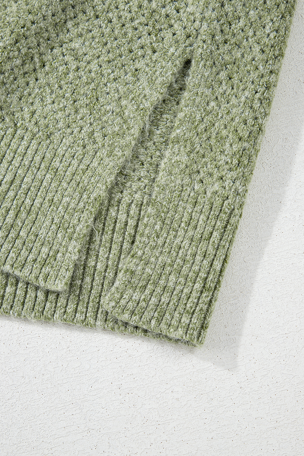 Parchment Loose Eyelet V Neck Drop Shoulder Sweater