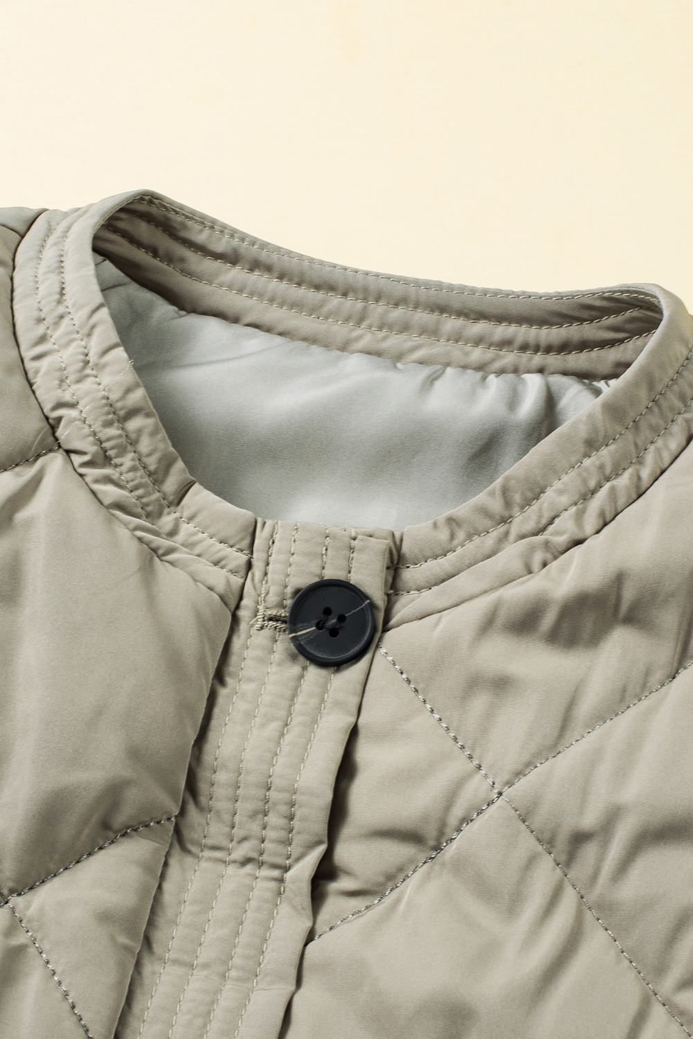 Green Quilted Snap Button Hooded Puffer Coat