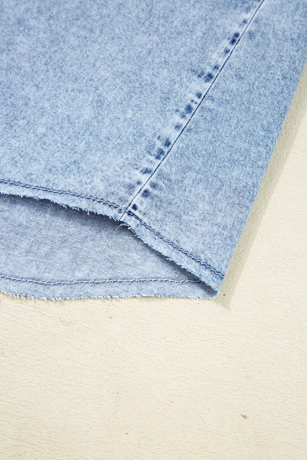 Blue Beau Chest Pocket Raw Hem Denim Loose Shirt Dress
