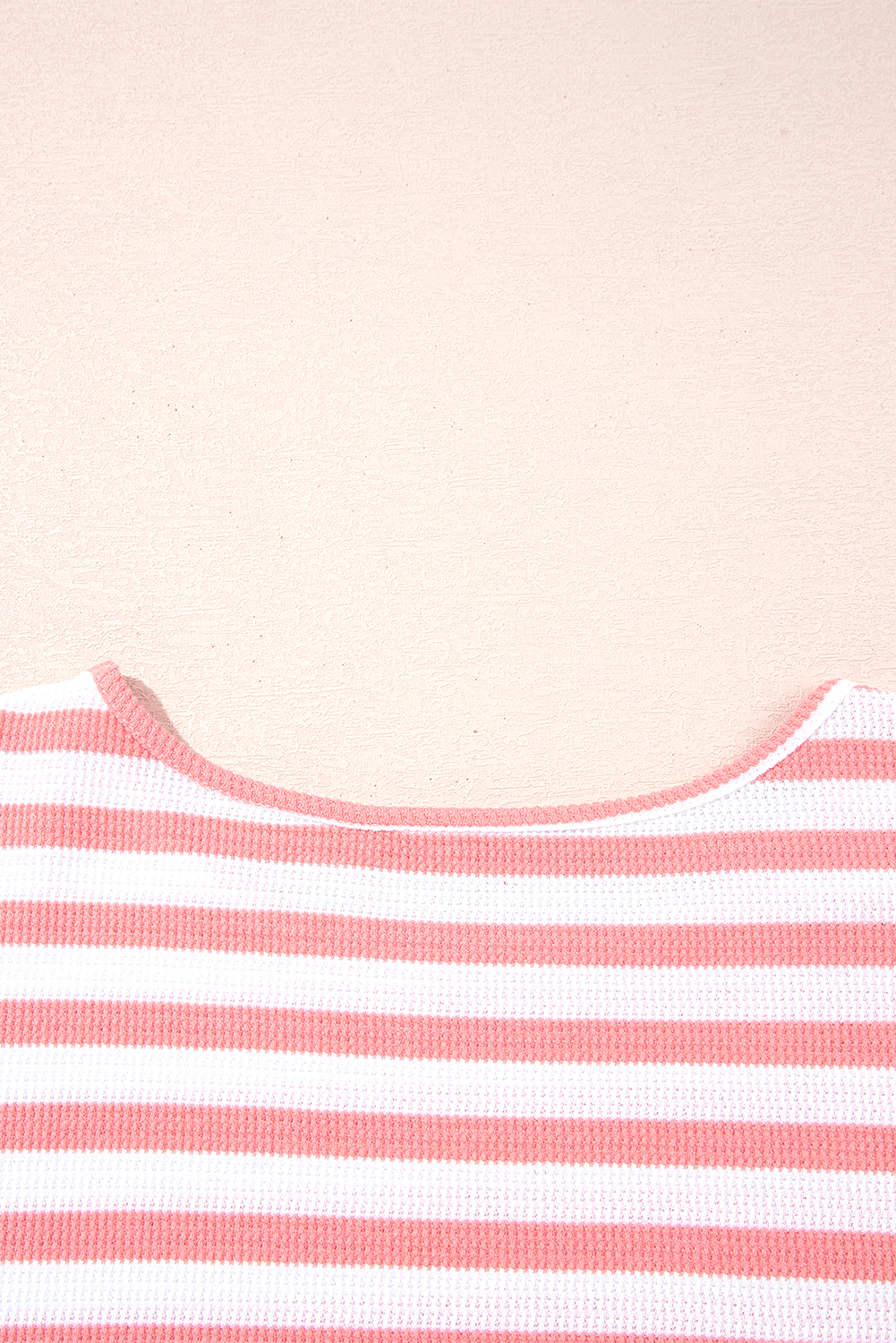 Pink Stripe Textured Contrast Dropped Long Sleeve Top