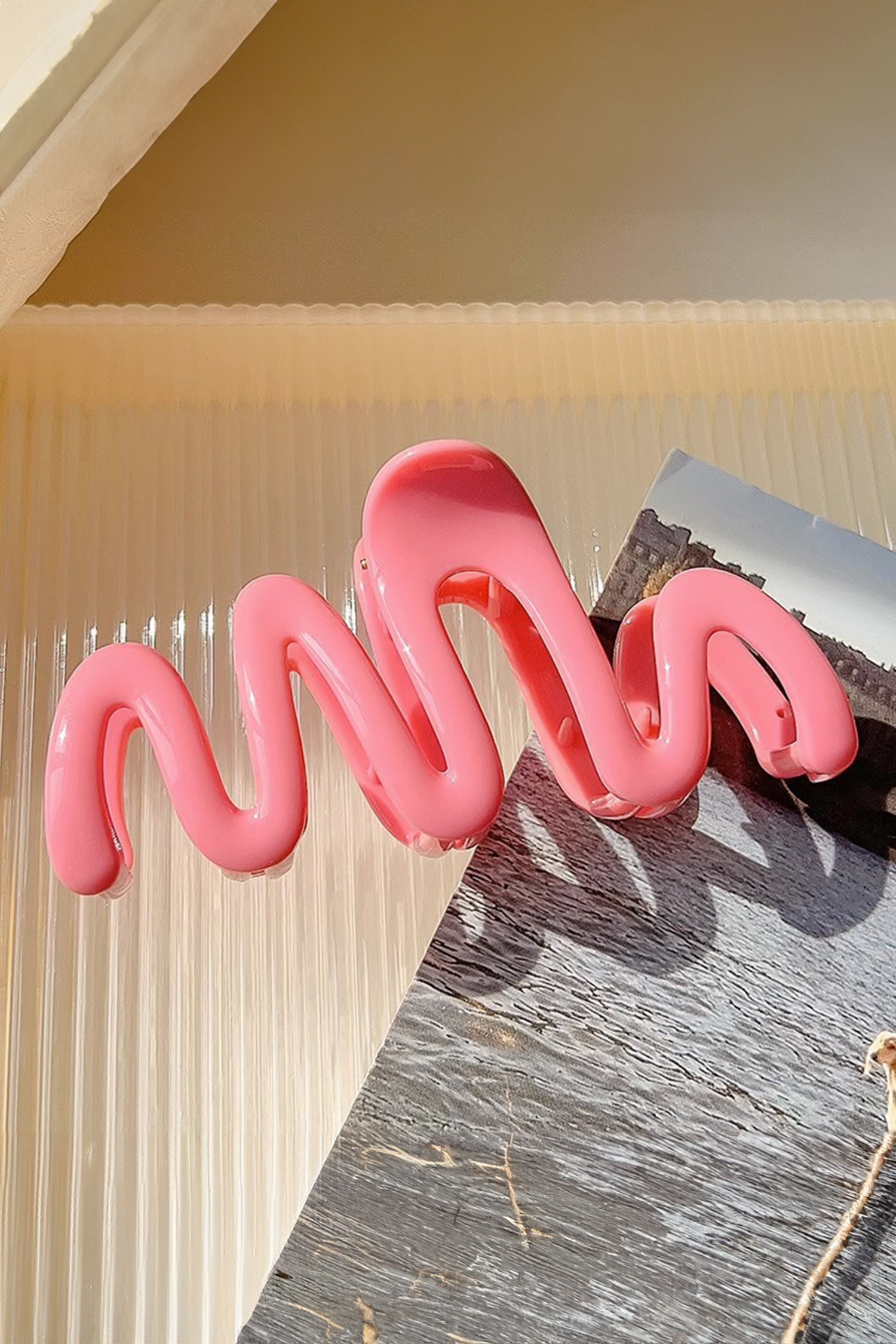 Pink Chunky Waves Acrylic Hair Claw Clip