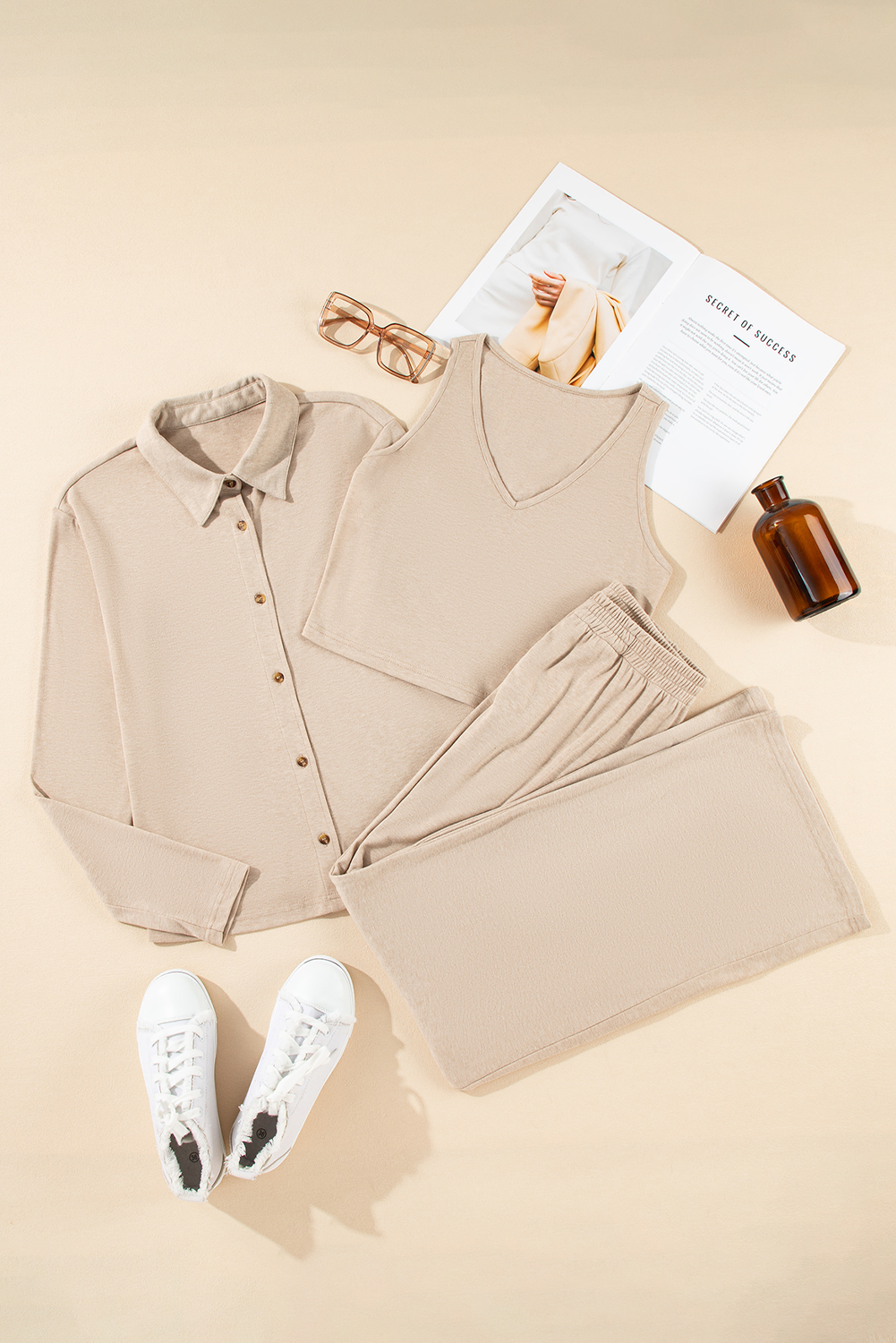 Oatmeal 3-Piece Cozy Knit Lounge Set