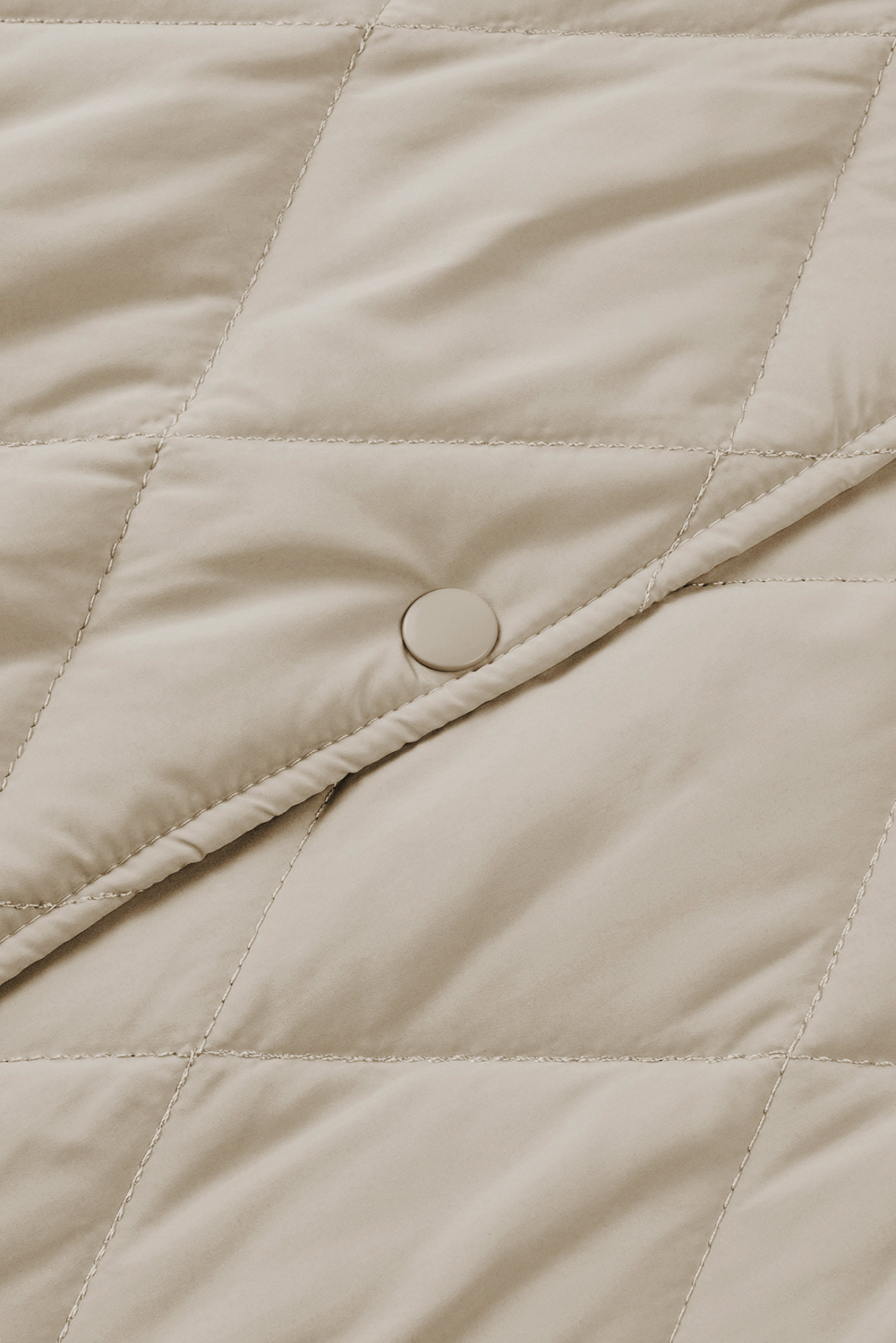 Green Quilted Snap Button Hooded Puffer Coat