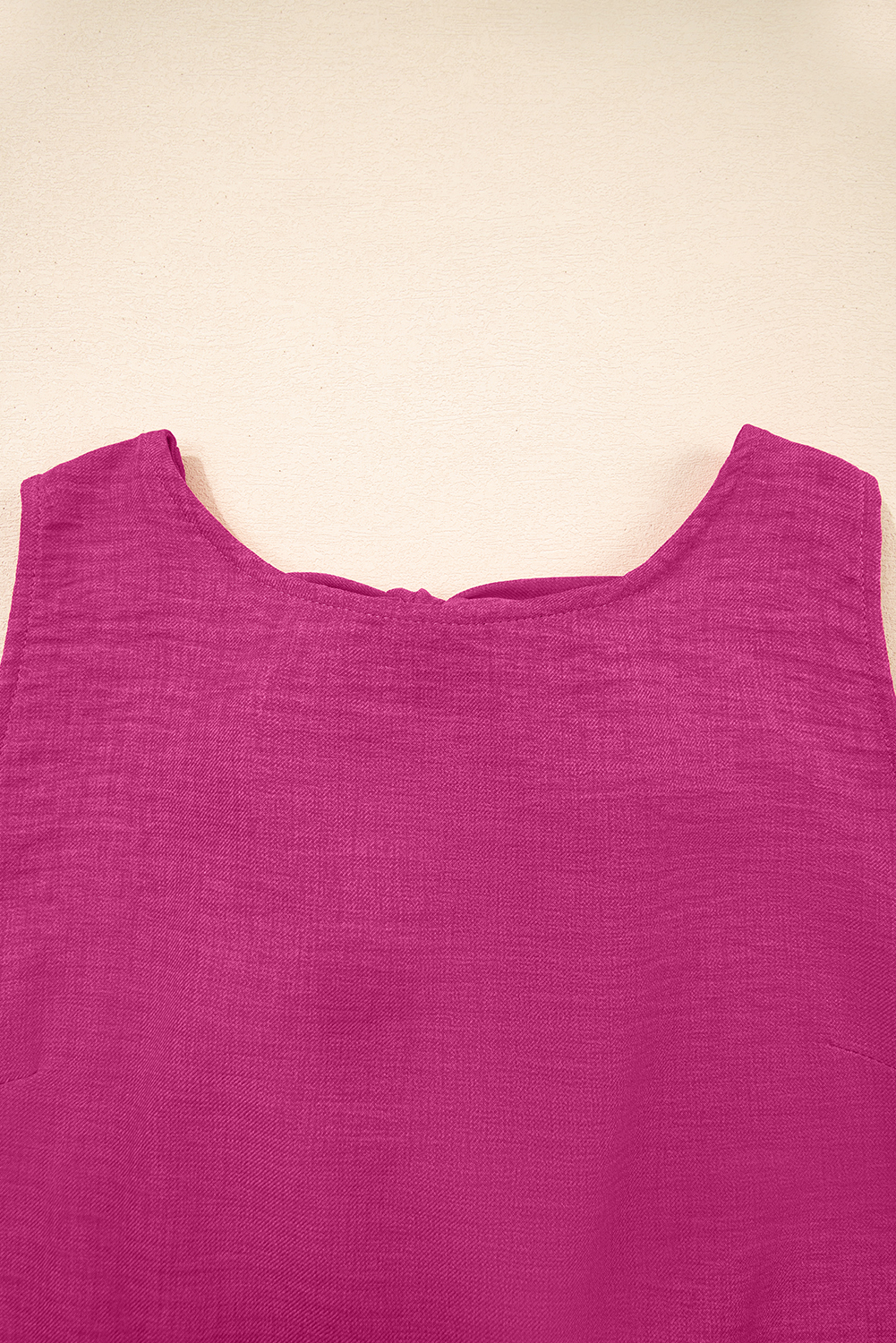 Bright Pink Knot Scoop Back Ruffle Hem Sleeveless Mini Dress