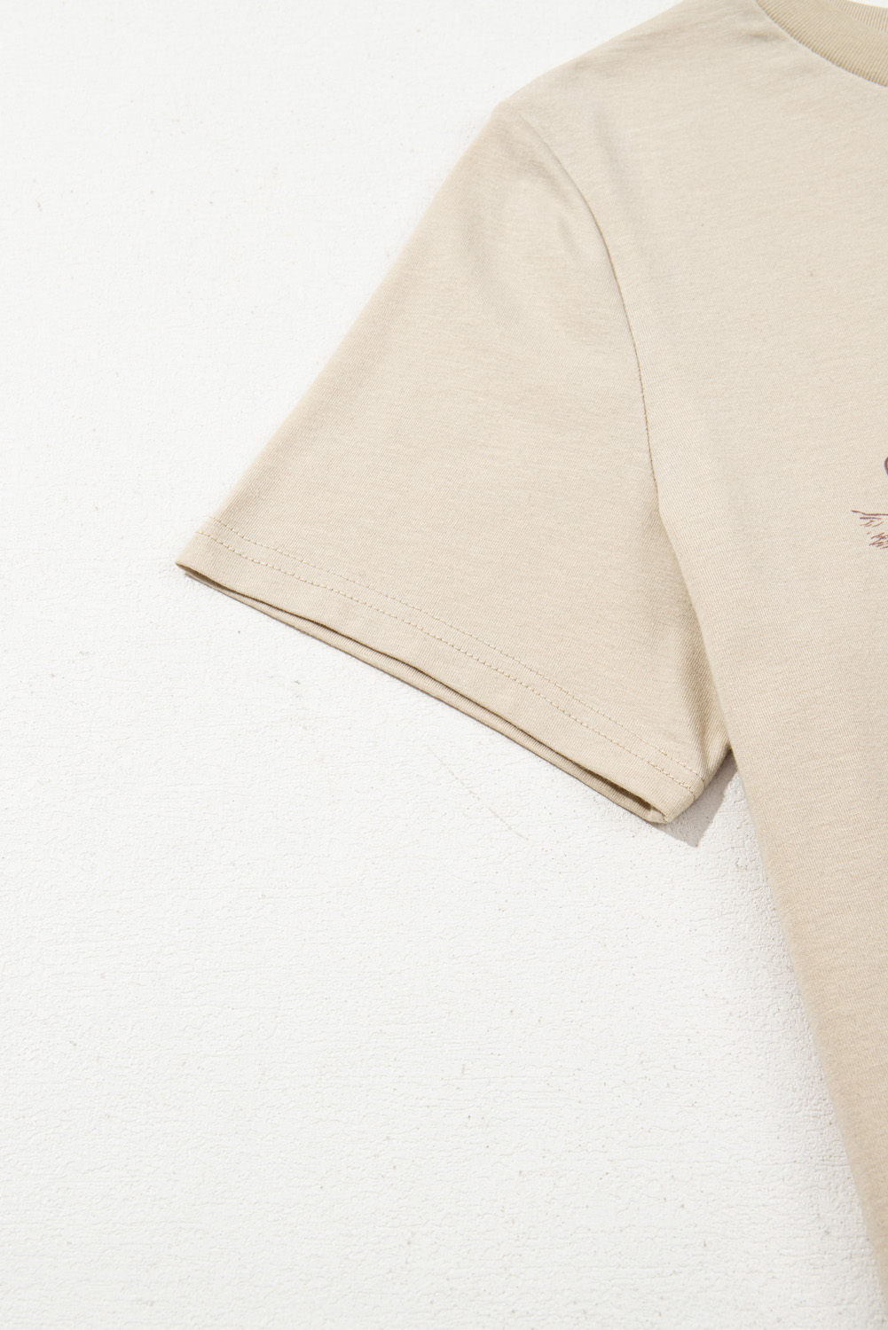 Beige LIVE YOUR BEST LIFE Crew Neck Western Graphic Tee