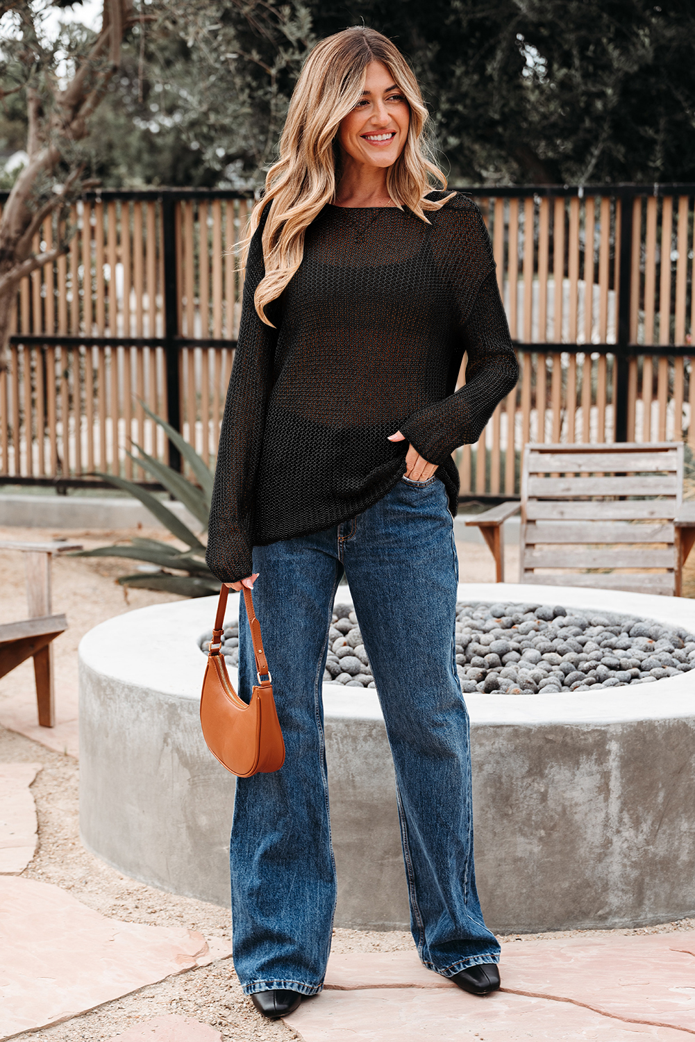 Coral Crochet Hollow-out Jumper Top Sweater