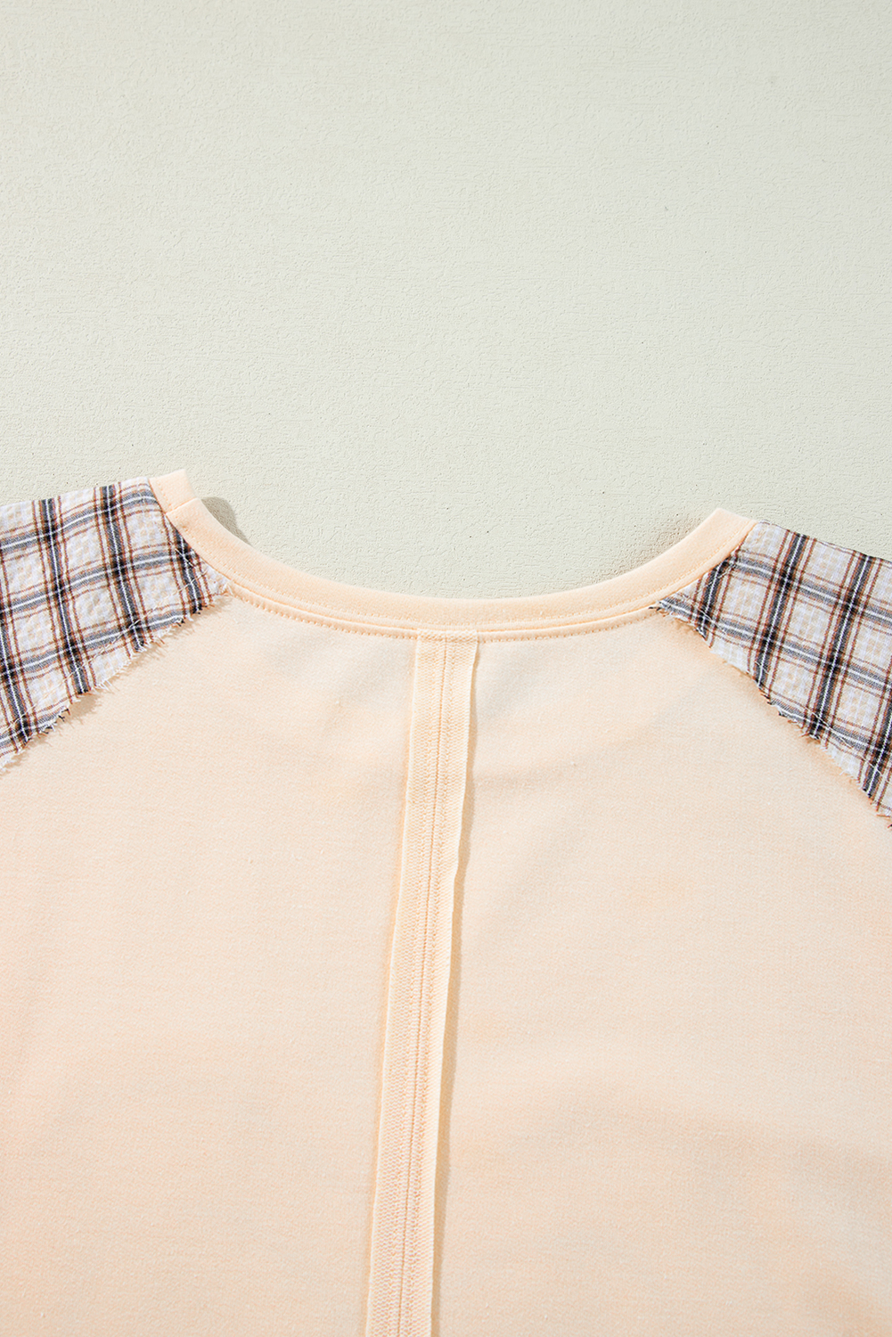 Beige Flower Patch Graphic Exposed Seam Wide Sleeve Top