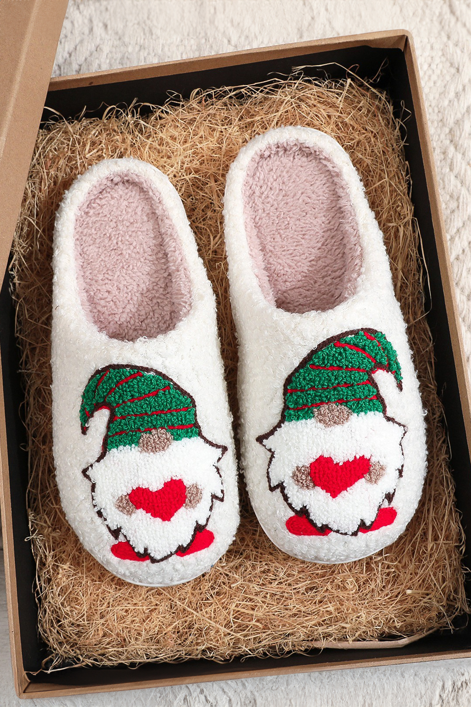 White Christmas Faceless Dwarf Shoes Plush House Slippers
