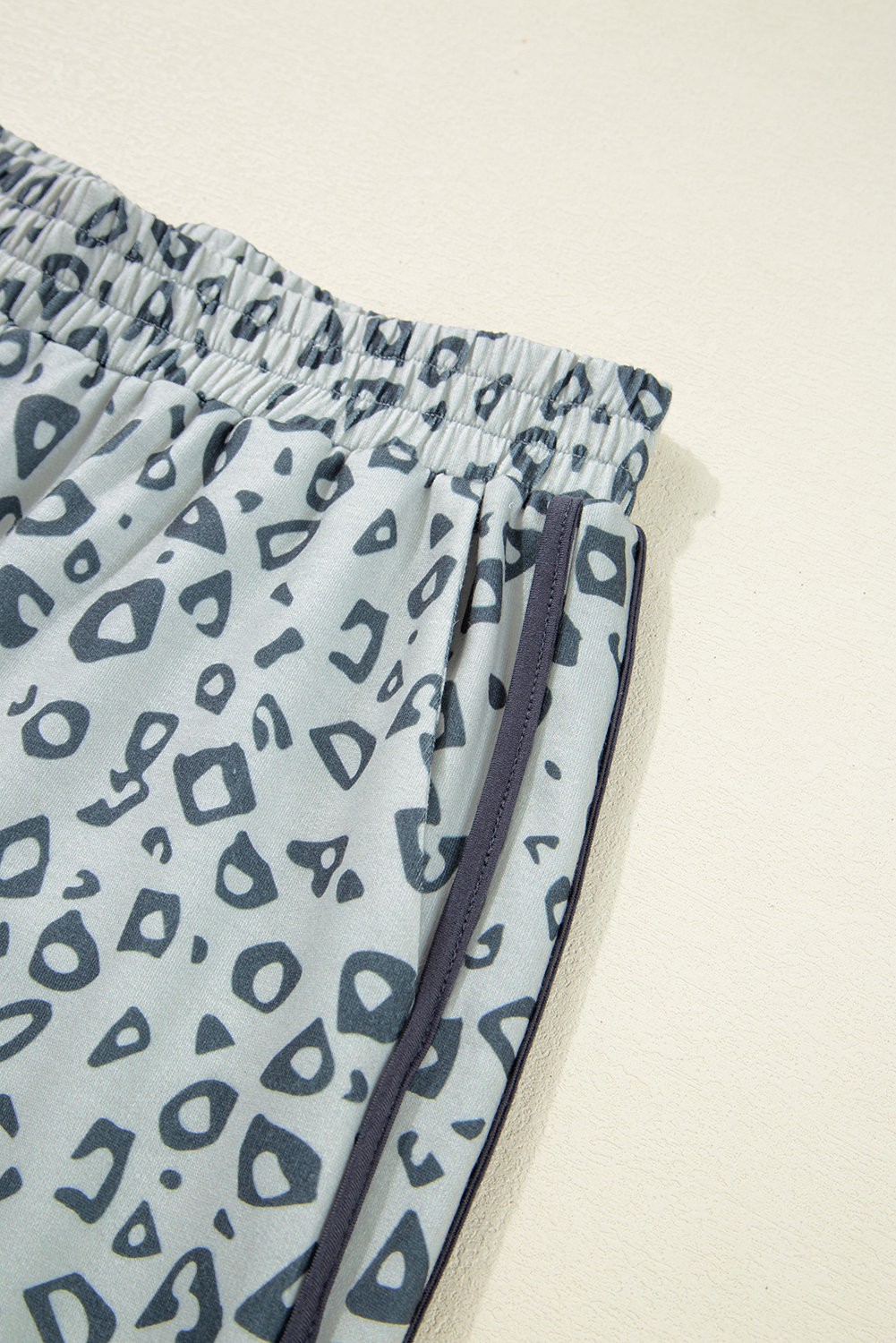 Gray Leopard High Waist Side Bow Straight Leg
