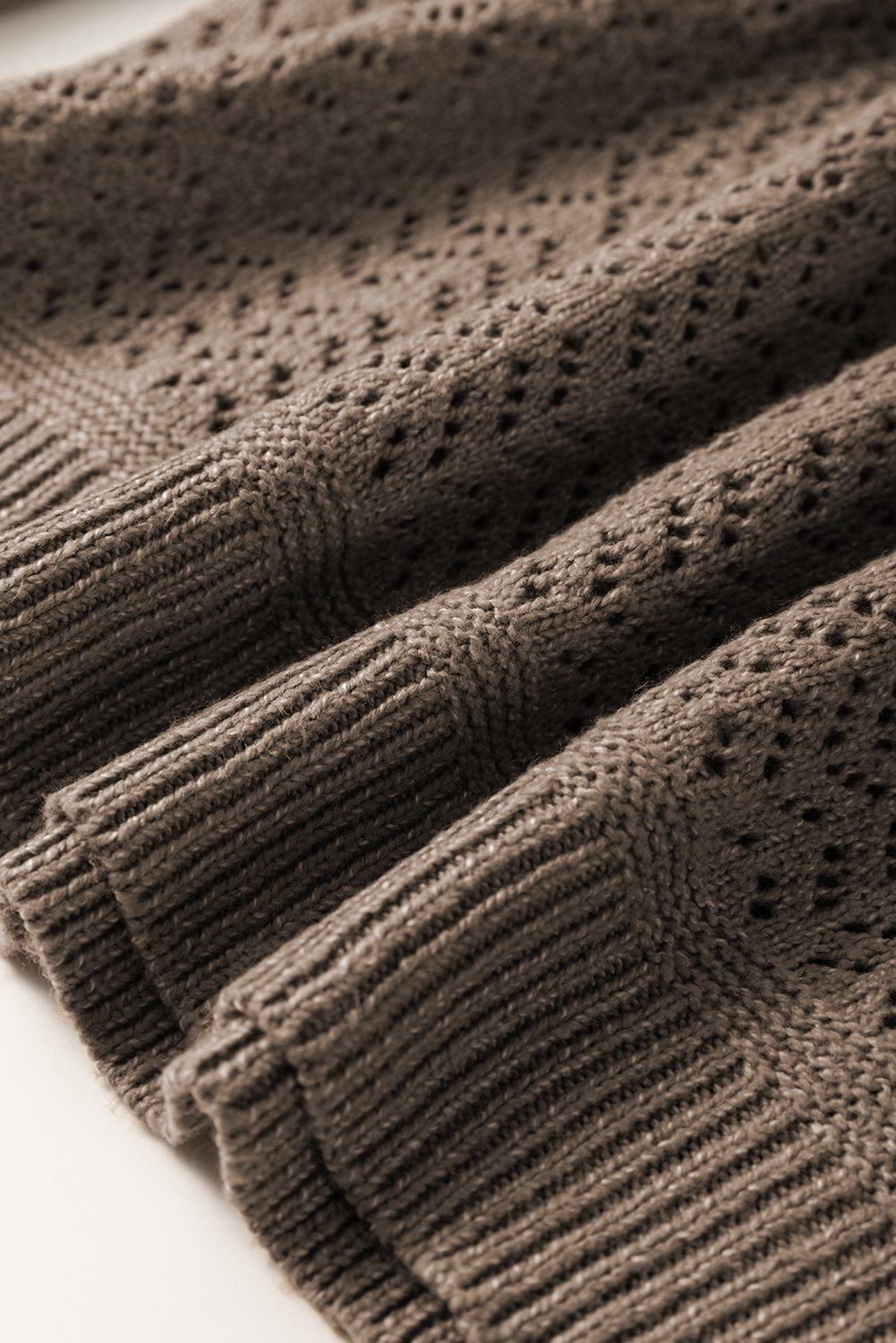 Sky Blue Eyelet Pattern Detail V Neck Drop Shoulder Sweater
