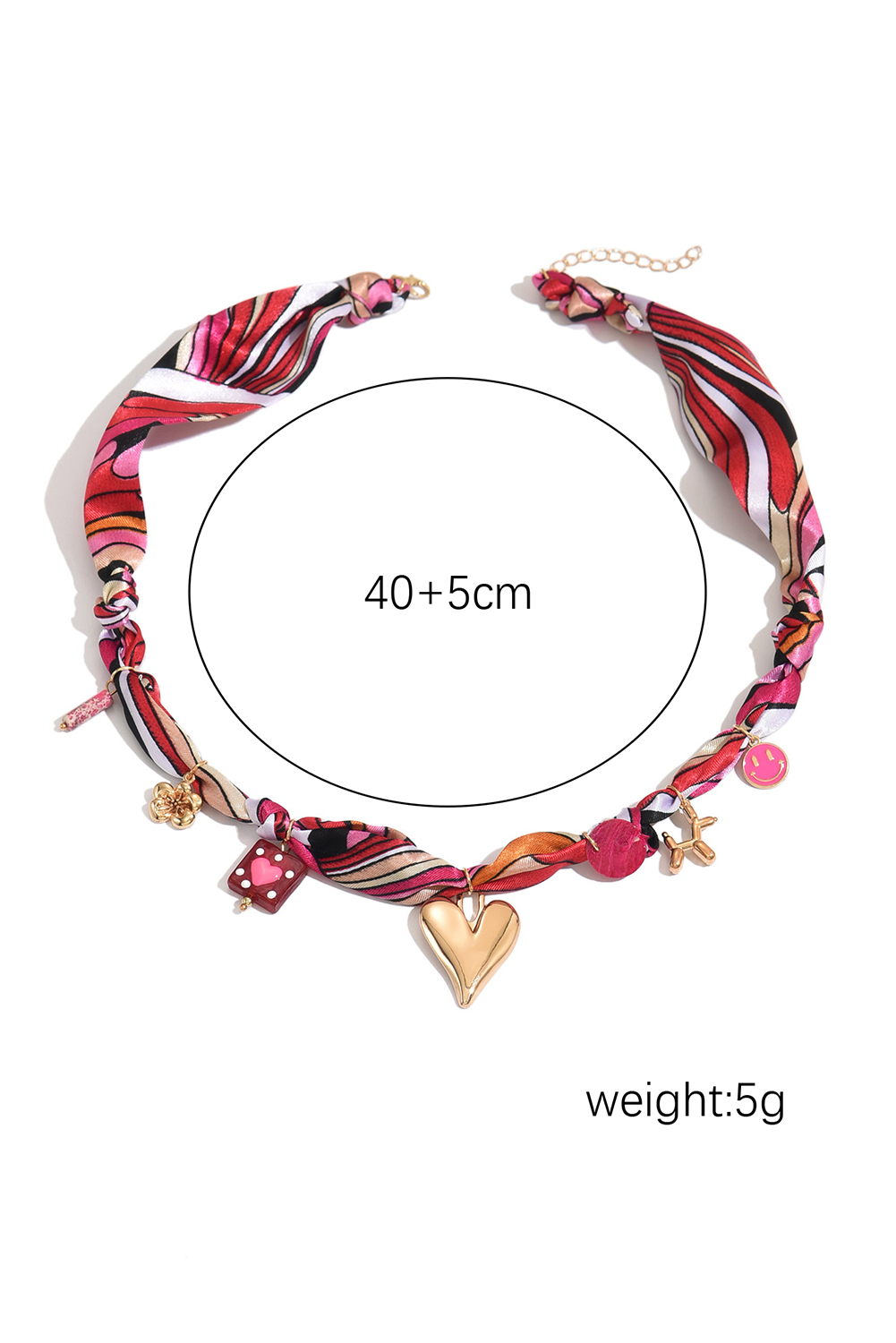 Strawberry Pink Valentines Multi Detail Knot Scarf Necklace