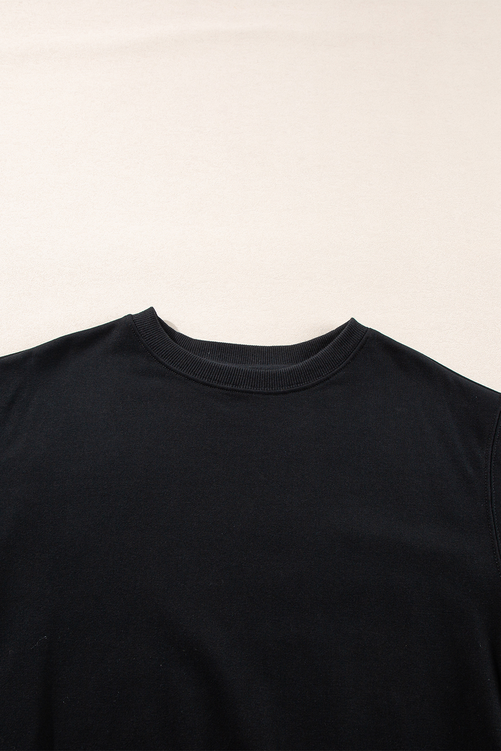 Navy Blue Plain Drop Shoulder Crewneck Pullover Sweatshirt