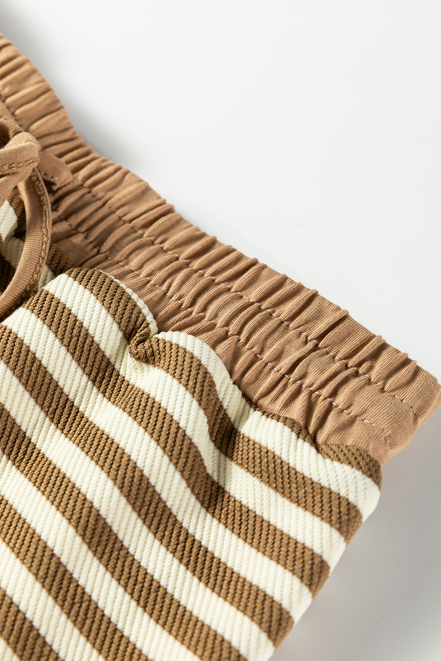 Black Stripe Textured Drop Shoulder Pullover Top Drawstring Mini Skort Two Piece Dress Set