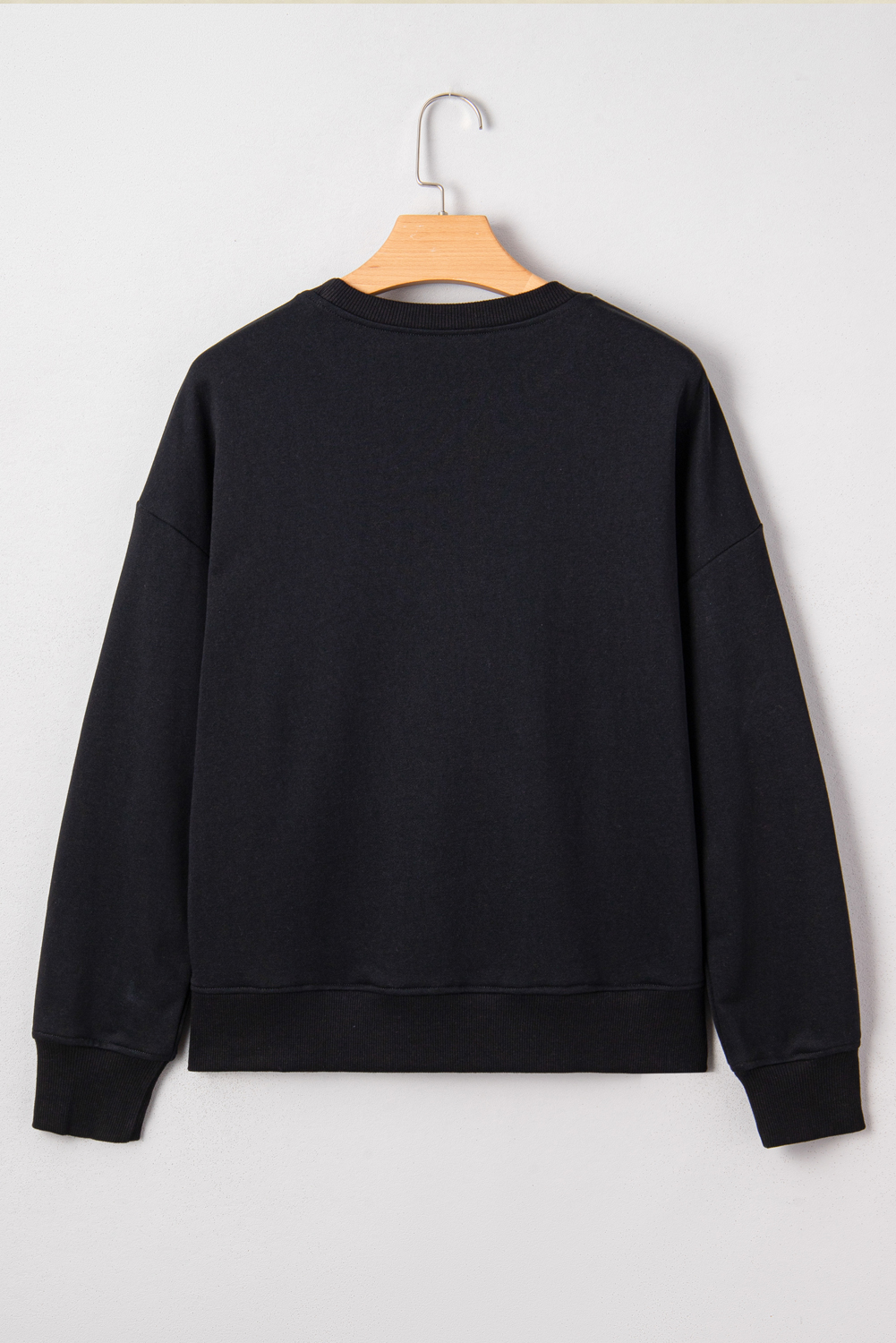 Black Chenille Game Day Graphic Drop Shoulder Sweatshirt