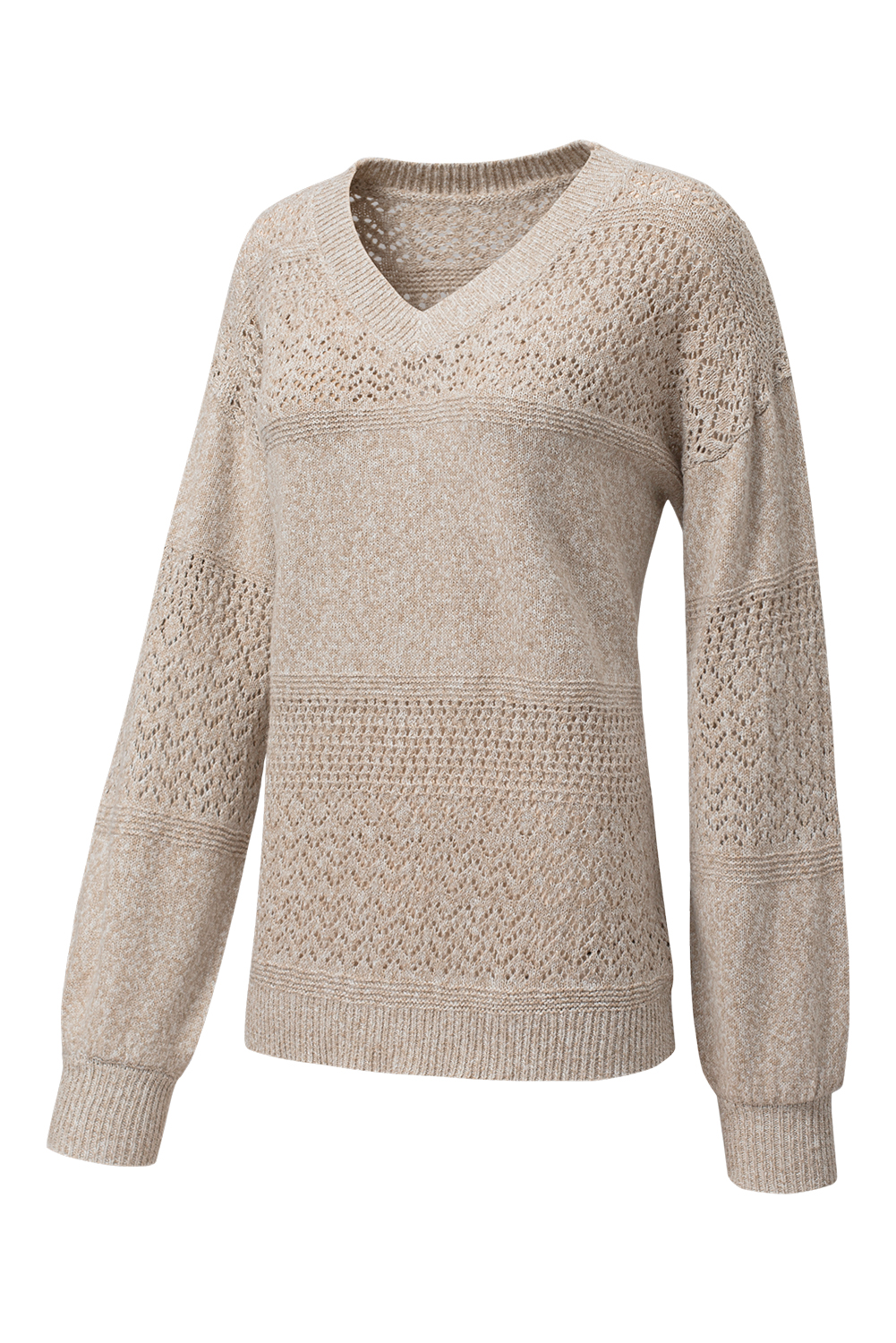 Sky Blue Eyelet Pattern Detail V Neck Drop Shoulder Sweater