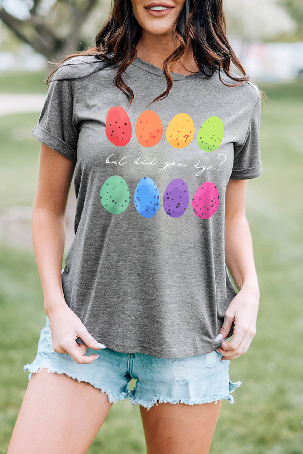 White Rabbit Bow Knot Print Crew Neck T Shirt