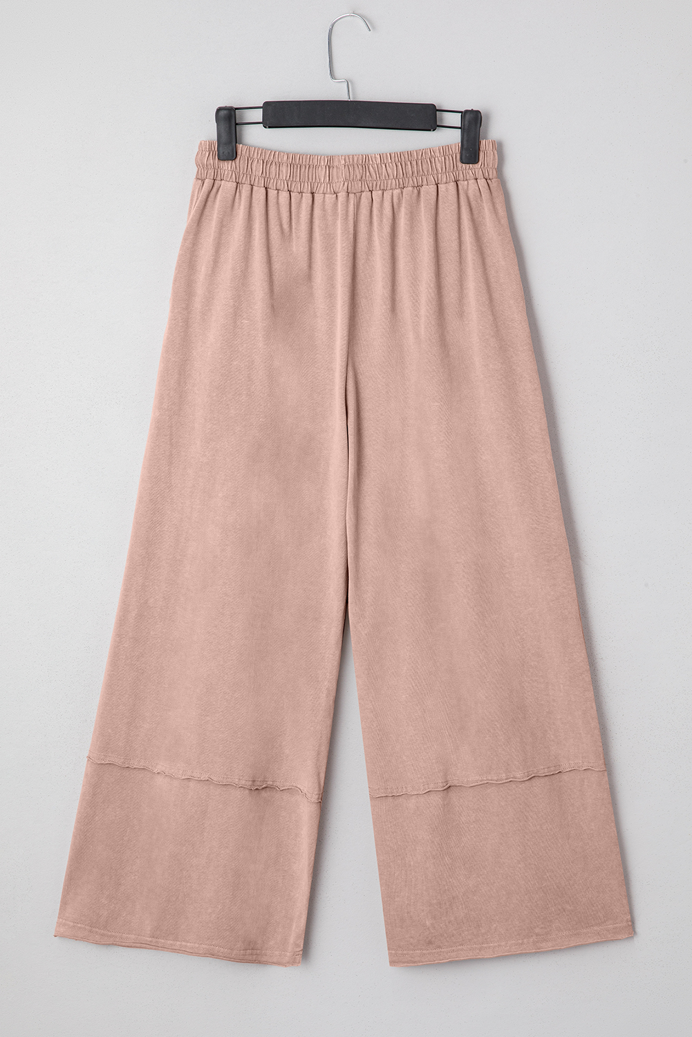 Light Grey Flower Patch Mineral Washed Terry Knit Cropped Wide Leg Pants